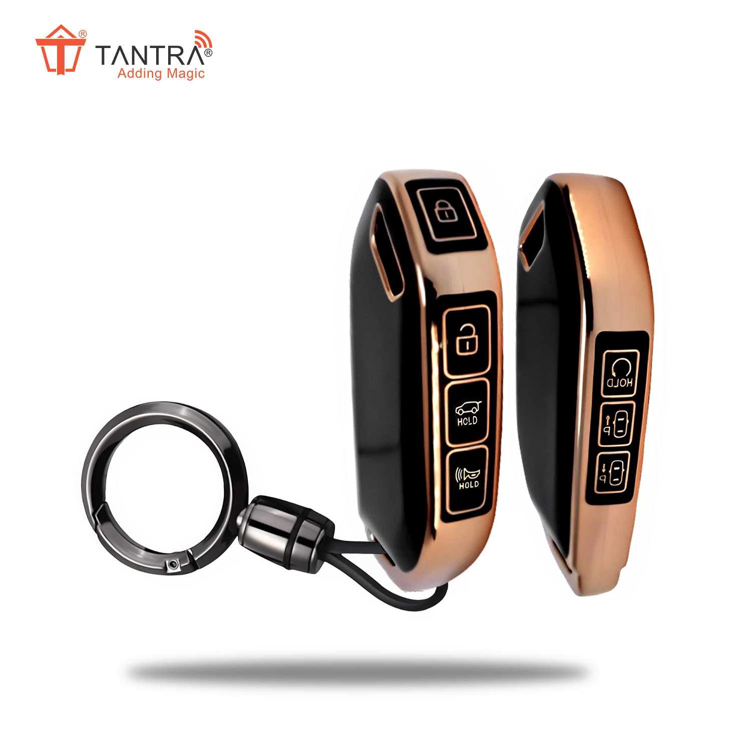 TANTRA TPU Key Cover and Round Key Chain Compatible With Kia Carnival 7 Button Flip Key (Black)     			TANTRA TPU Key Cover and Round Key Chain Compatible With Kia Carnival 7 Button Flip Key (Black)