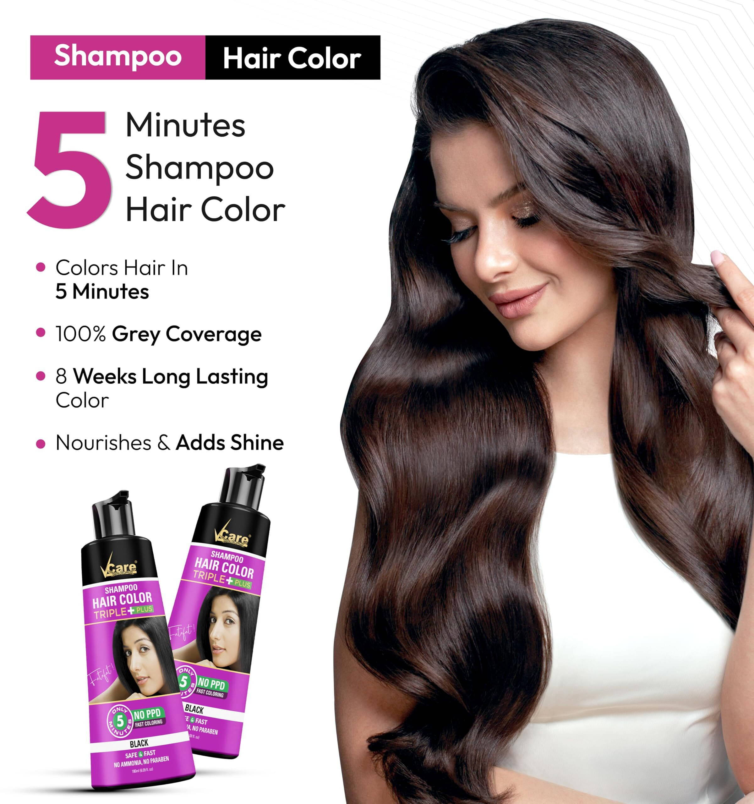 VCare Paraben Free Temporary Hair Color 50 mL Black     			VCare Paraben Free Temporary Hair Color 50 mL Black