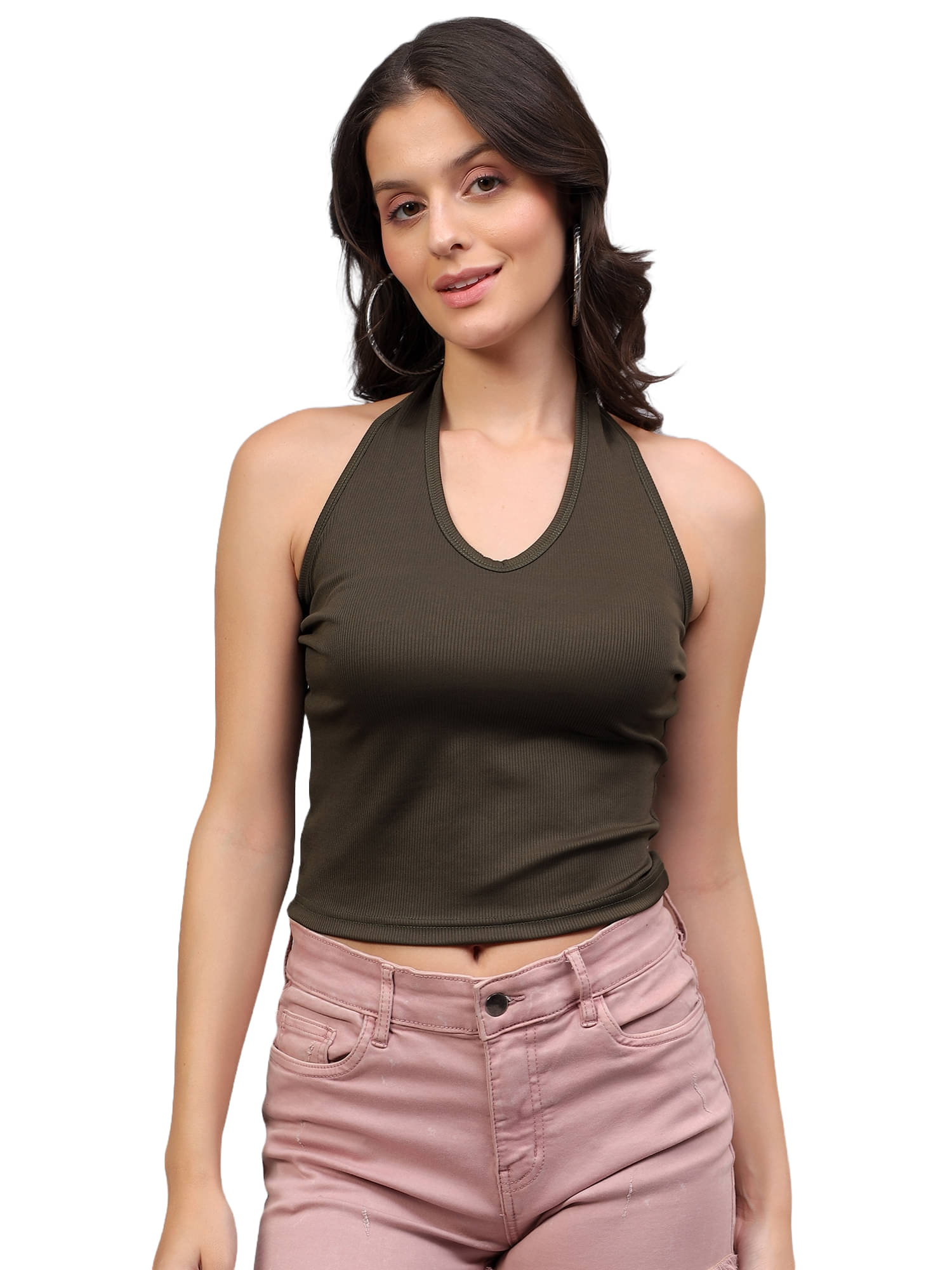 Volex Women's Cotton Crop Top ( Green )     			Volex Women's Cotton Crop Top ( Green )
