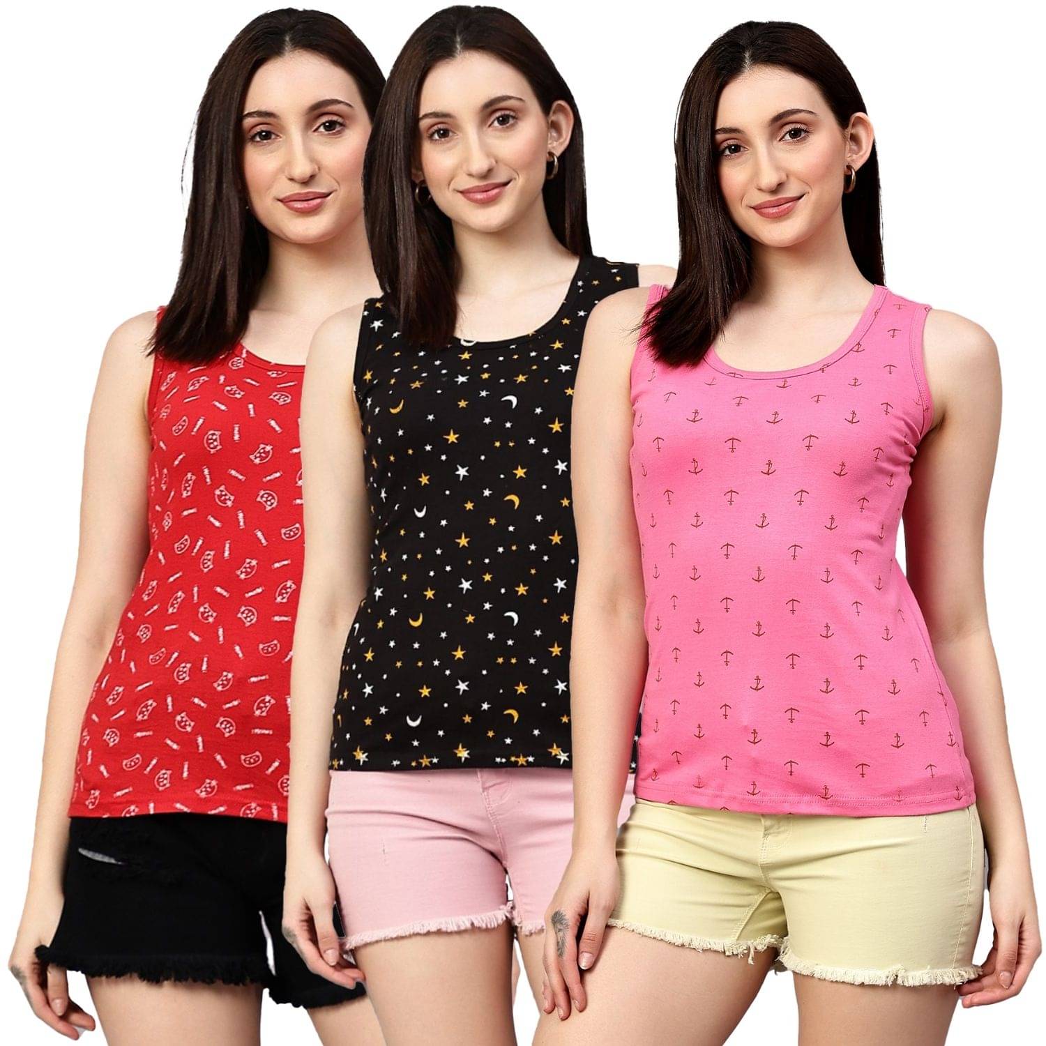 Volex Women's Cotton Tank Top ( Multi Color ) Volex Women's Cotton Tank Top ( Multi Color )
