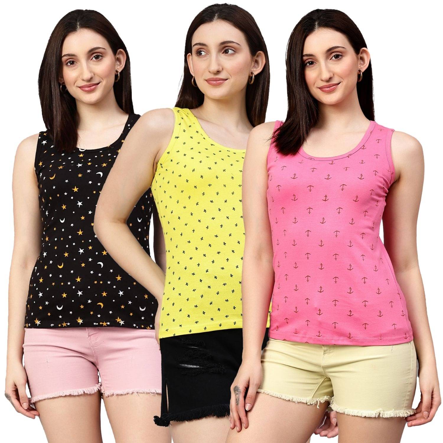 Volex Women's Cotton Tank Top ( Multi Color ) Volex Women's Cotton Tank Top ( Multi Color )