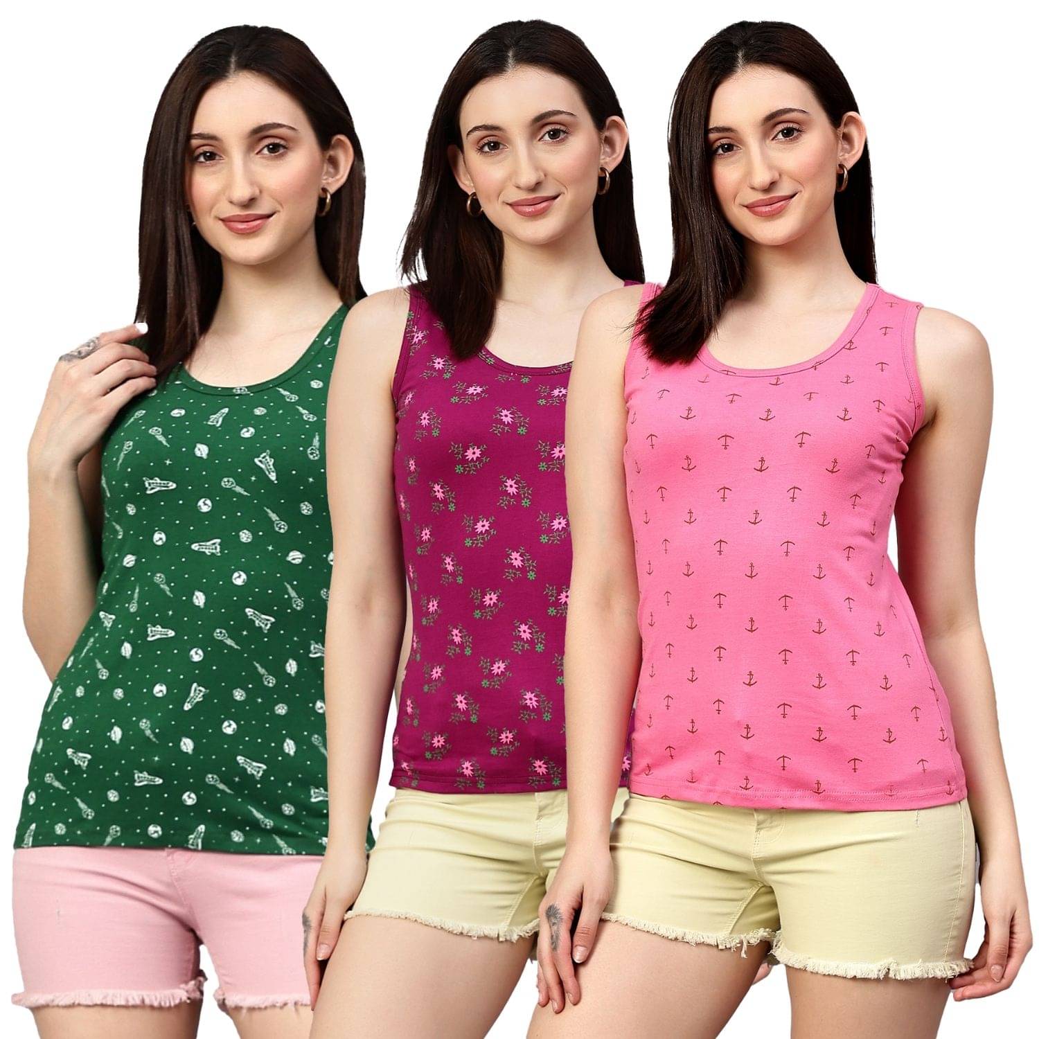 Volex Women's Cotton Tank Top ( Multi Color ) Volex Women's Cotton Tank Top ( Multi Color )