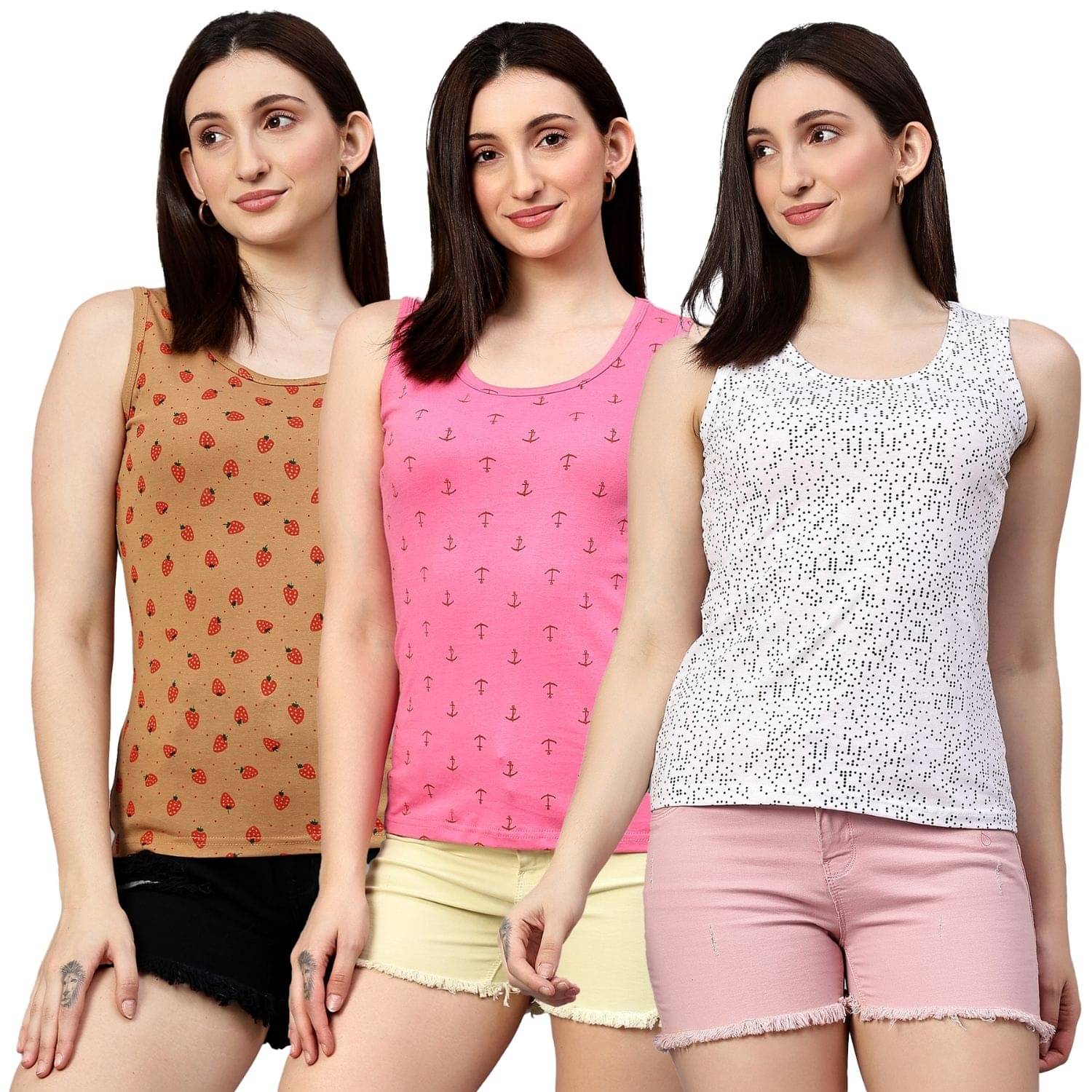     			Volex Women's Cotton Tank Top ( Multi Color )
