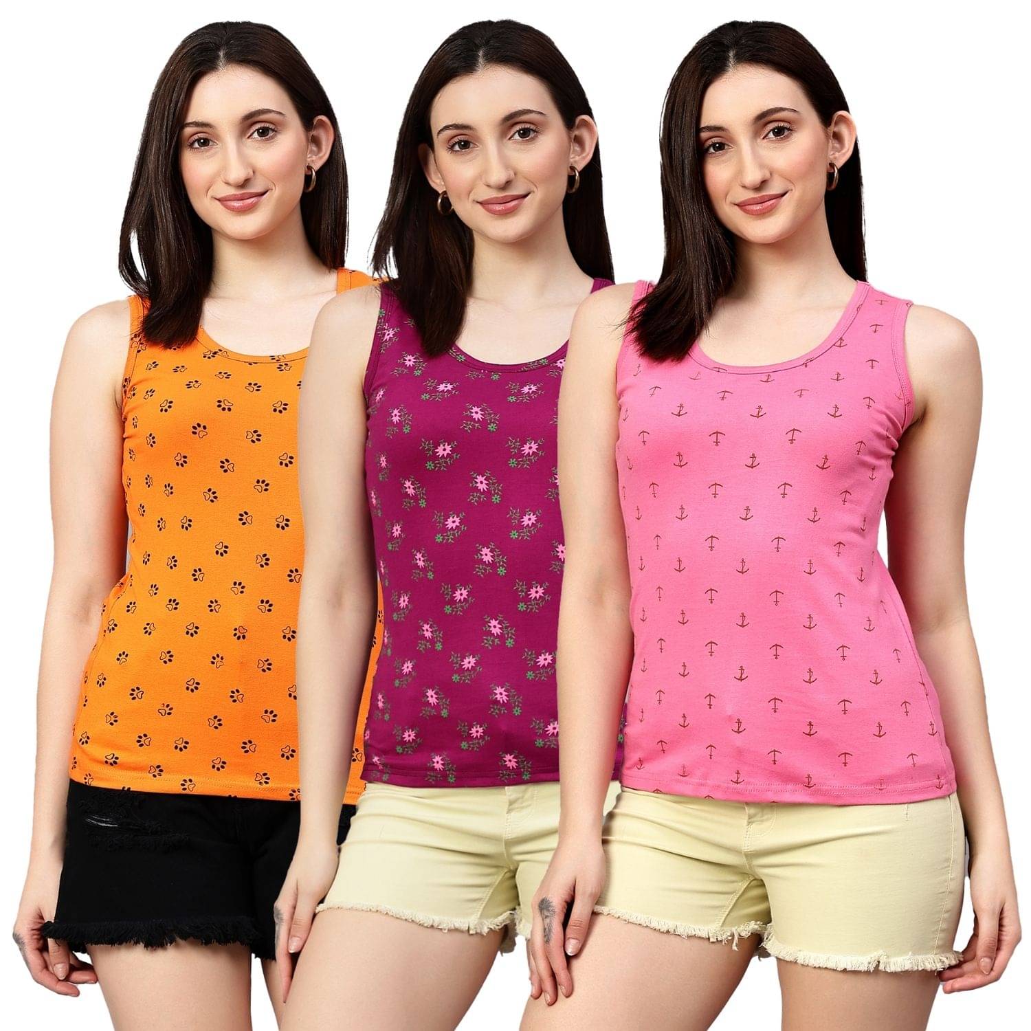 Volex Women's Cotton Tank Top ( Multi Color )     			Volex Women's Cotton Tank Top ( Multi Color )