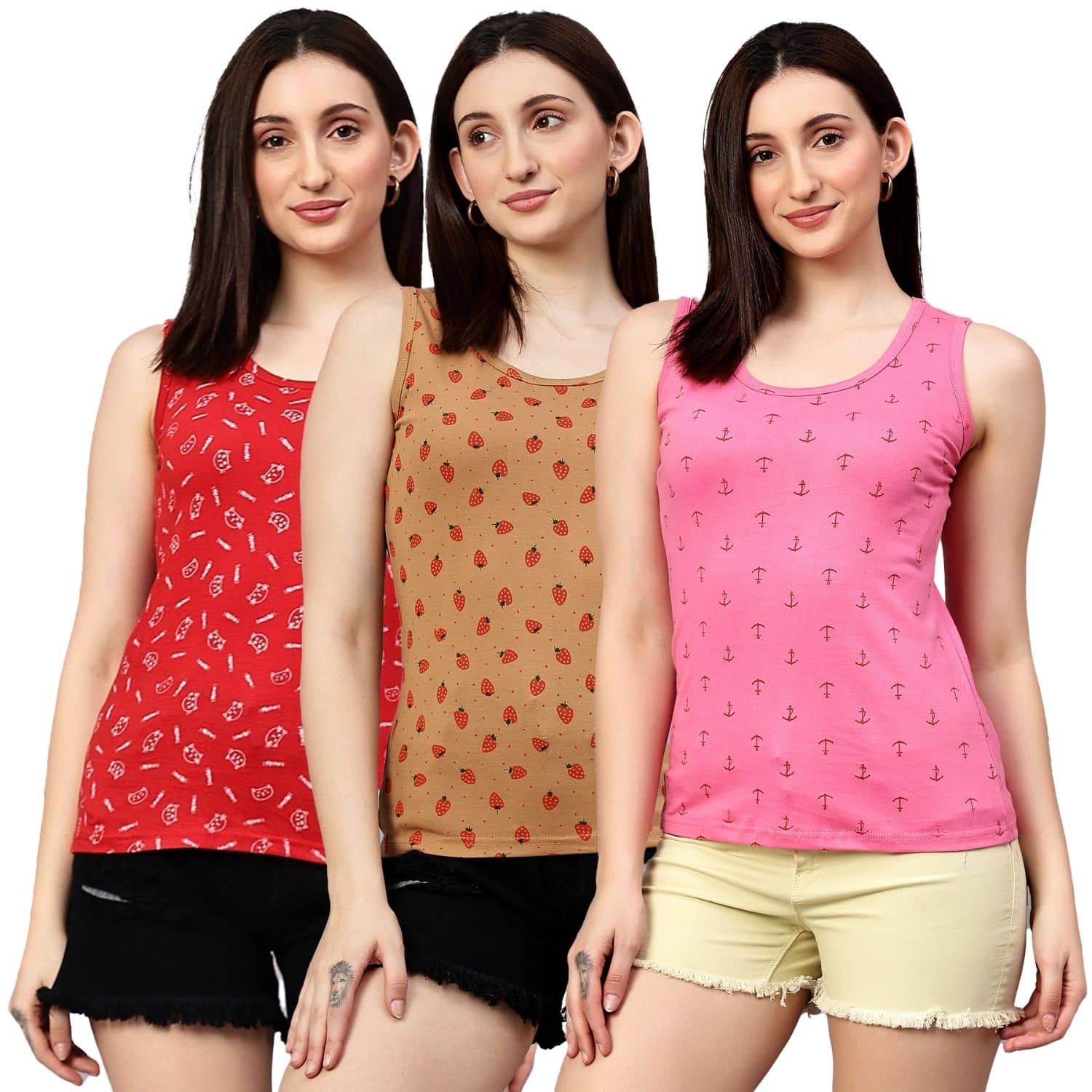 Volex Women's Cotton Tank Top ( Multi Color )