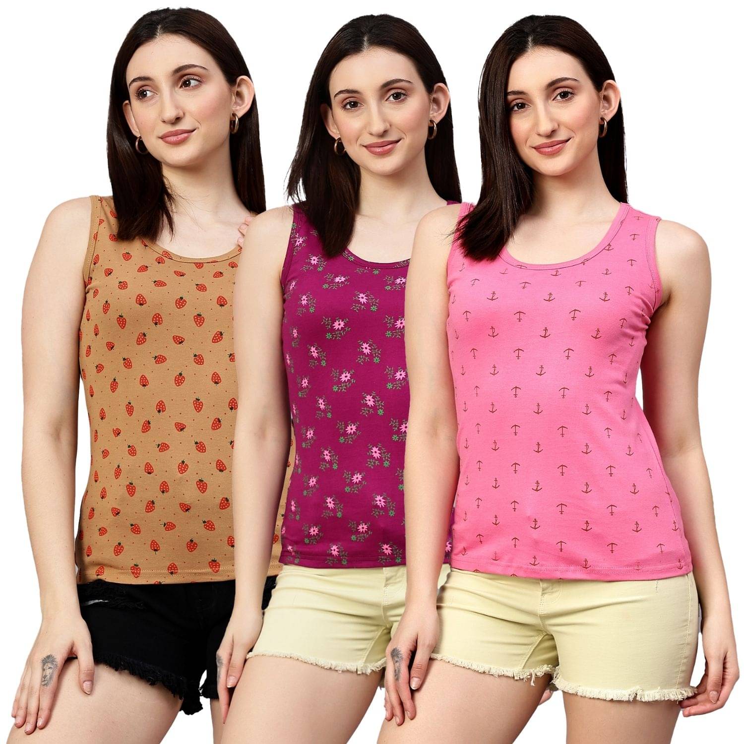     			Volex Women's Cotton Tank Top ( Multi Color )