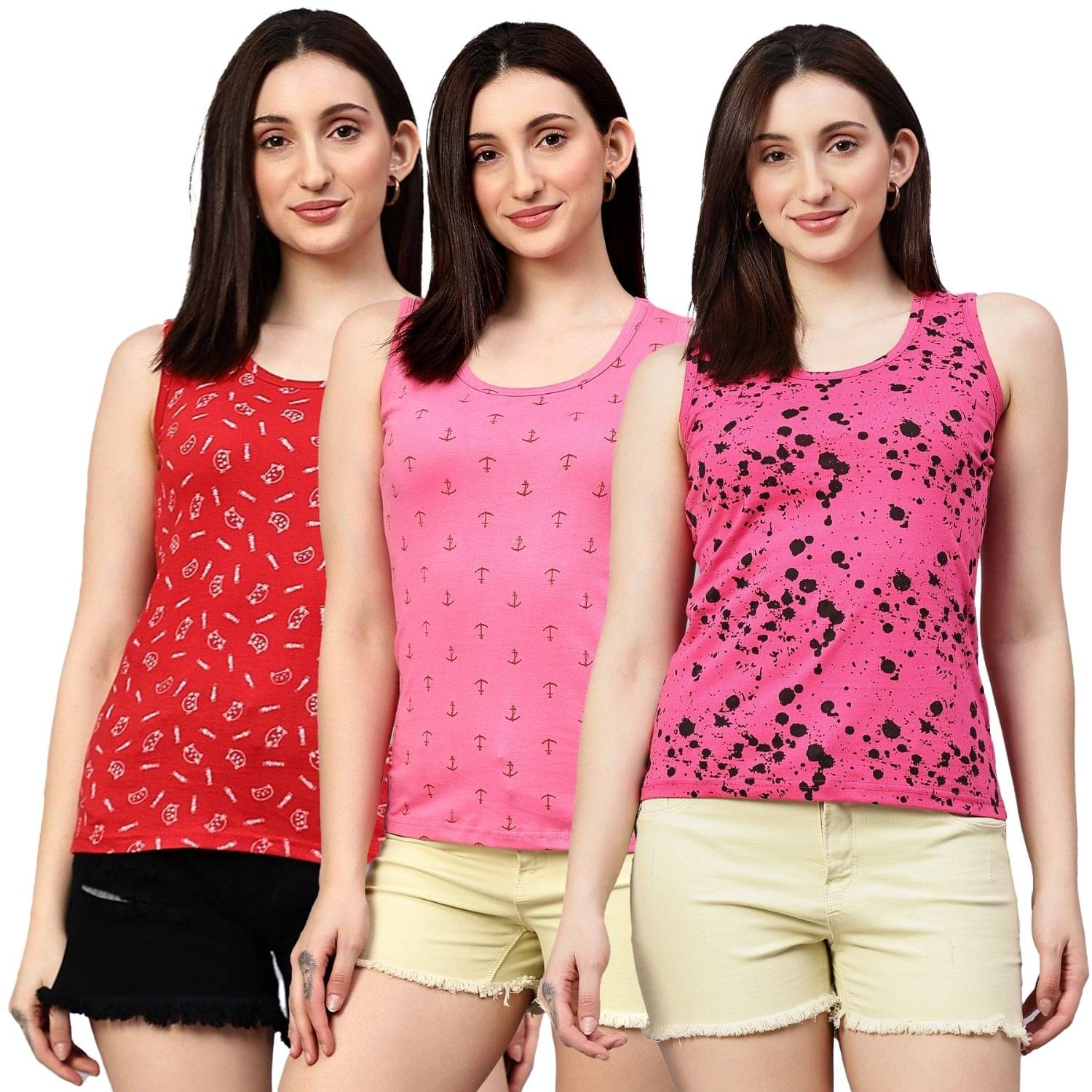 Volex Women's Cotton Tank Top ( Multi Color ) Volex Women's Cotton Tank Top ( Multi Color )
