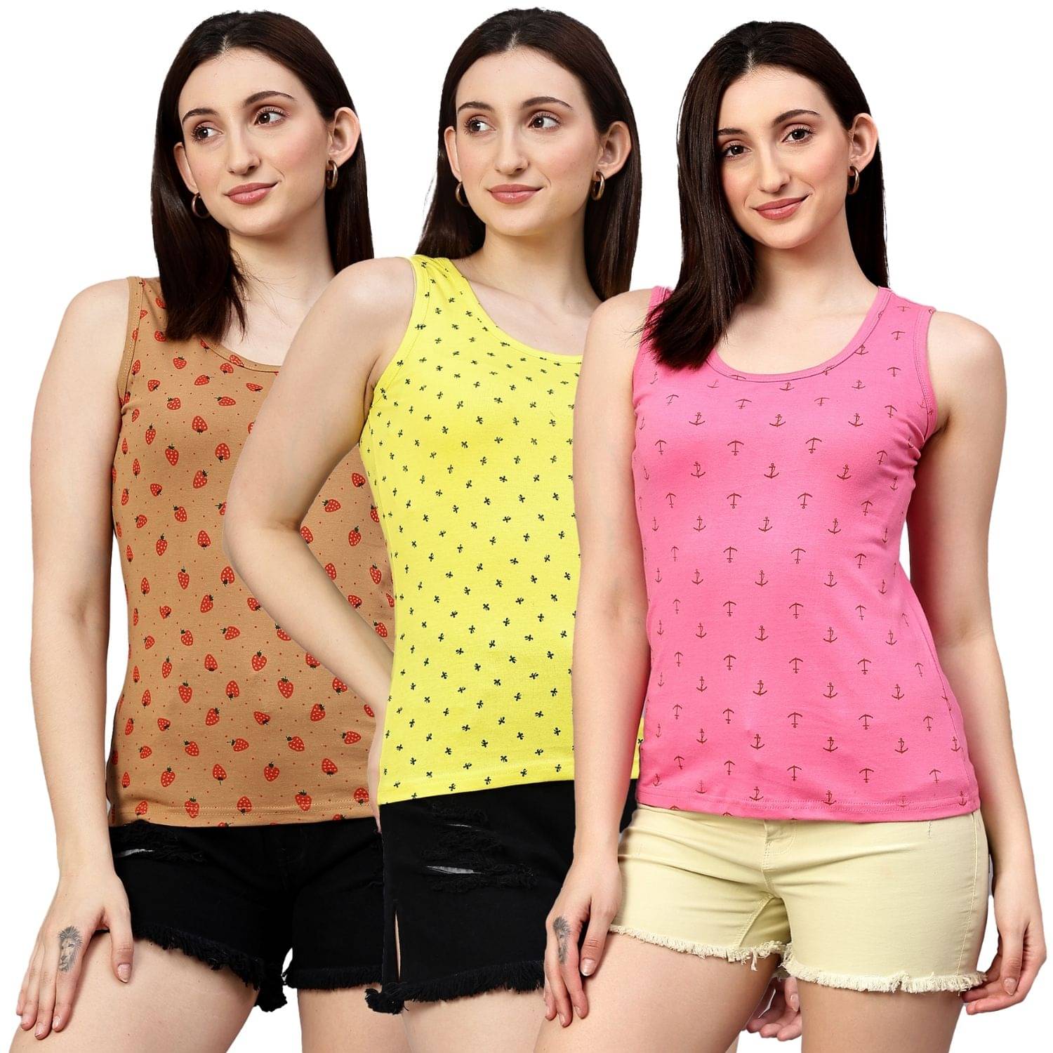     			Volex Women's Cotton Tank Top ( Multi Color )