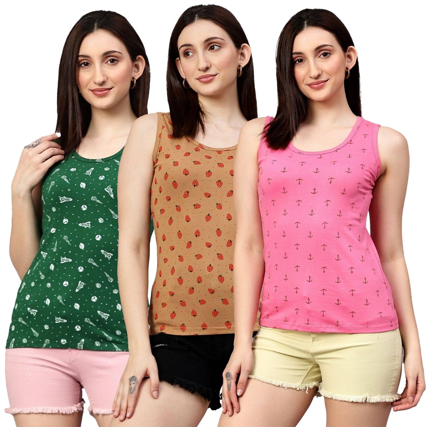 Volex Women's Cotton Tank Top ( Multi Color ) Volex Women's Cotton Tank Top ( Multi Color )
