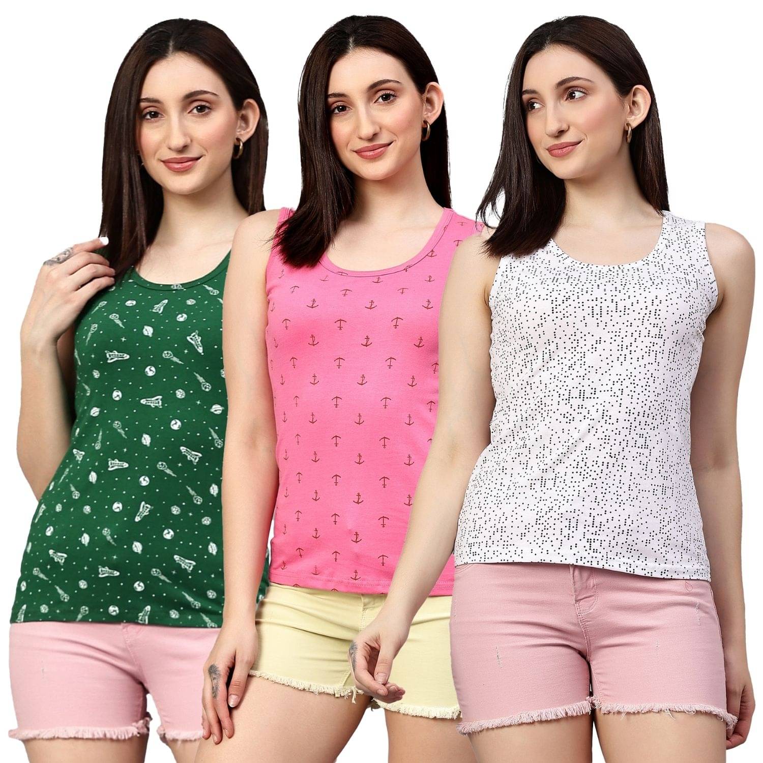 Volex Women's Cotton Tank Top ( Multi Color )     			Volex Women's Cotton Tank Top ( Multi Color )