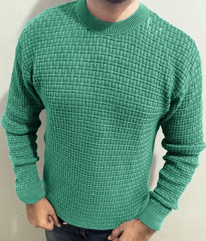     			fashlook Woollen Round Neck Men's Full Sleeves Pullover Sweater - Sea Green ( Pack of 1 )