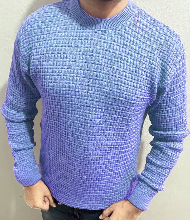     			fashlook Woollen Round Neck Men's Full Sleeves Pullover Sweater - Blue ( Pack of 1 )