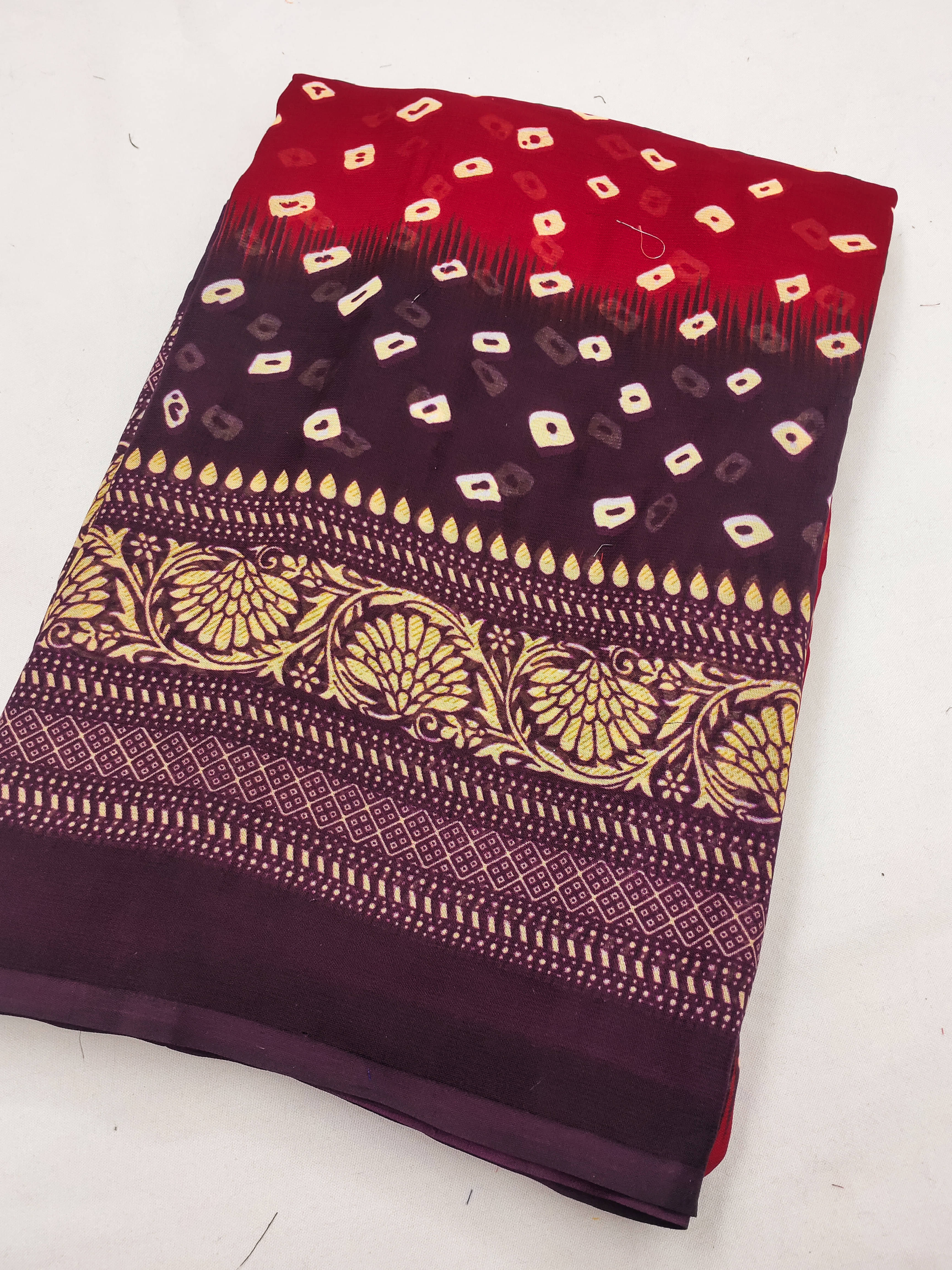     			ANAND SAREES Georgette Printed Chanderi saree With Unstitched Blouse Piece ( Red )