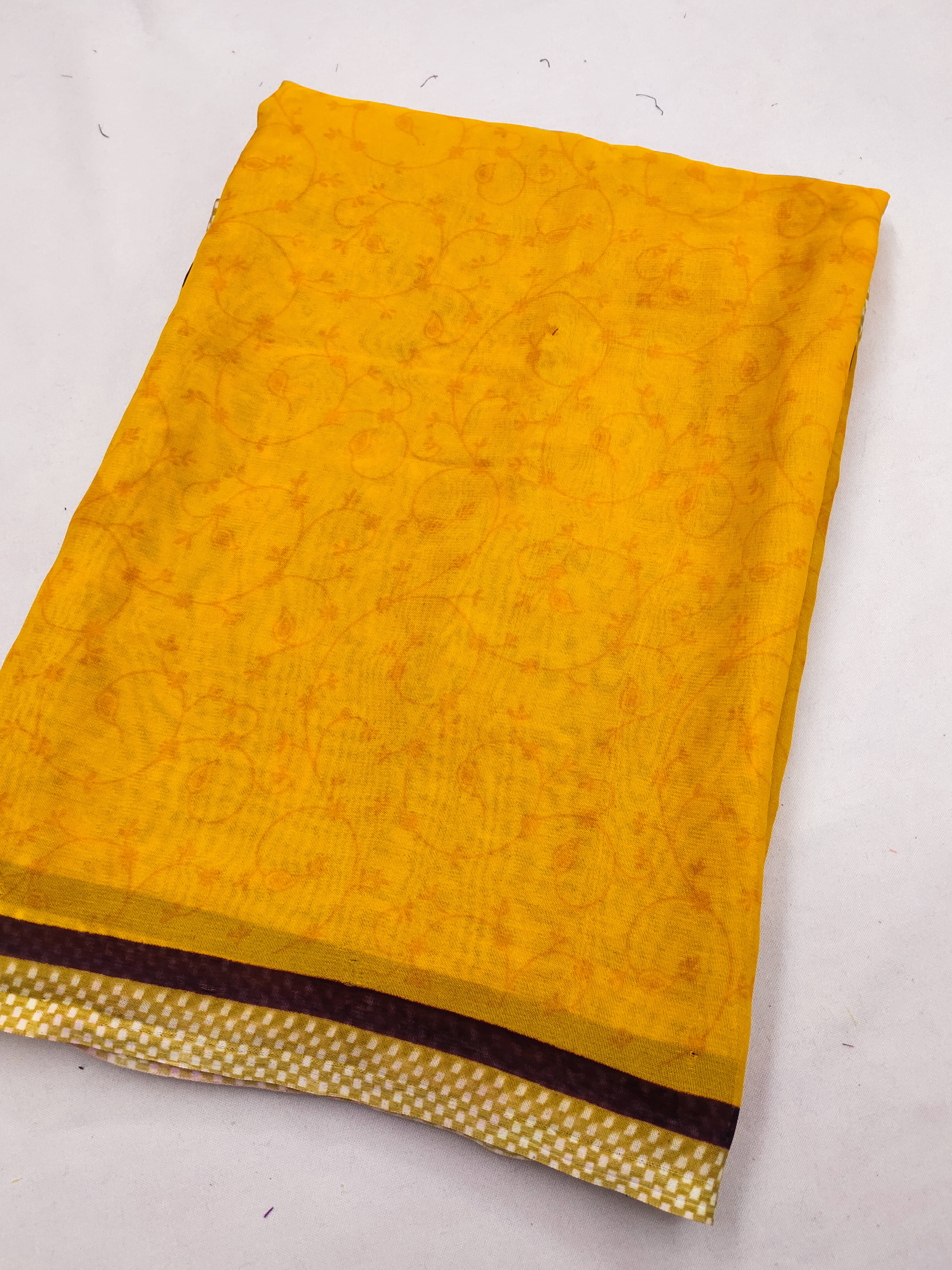 ANAND SAREES Georgette Printed Chanderi saree With Unstitched Blouse Piece ( Yellow ) ANAND SAREES Georgette Printed Chanderi saree With Unstitched Blouse Piece ( Yellow )
