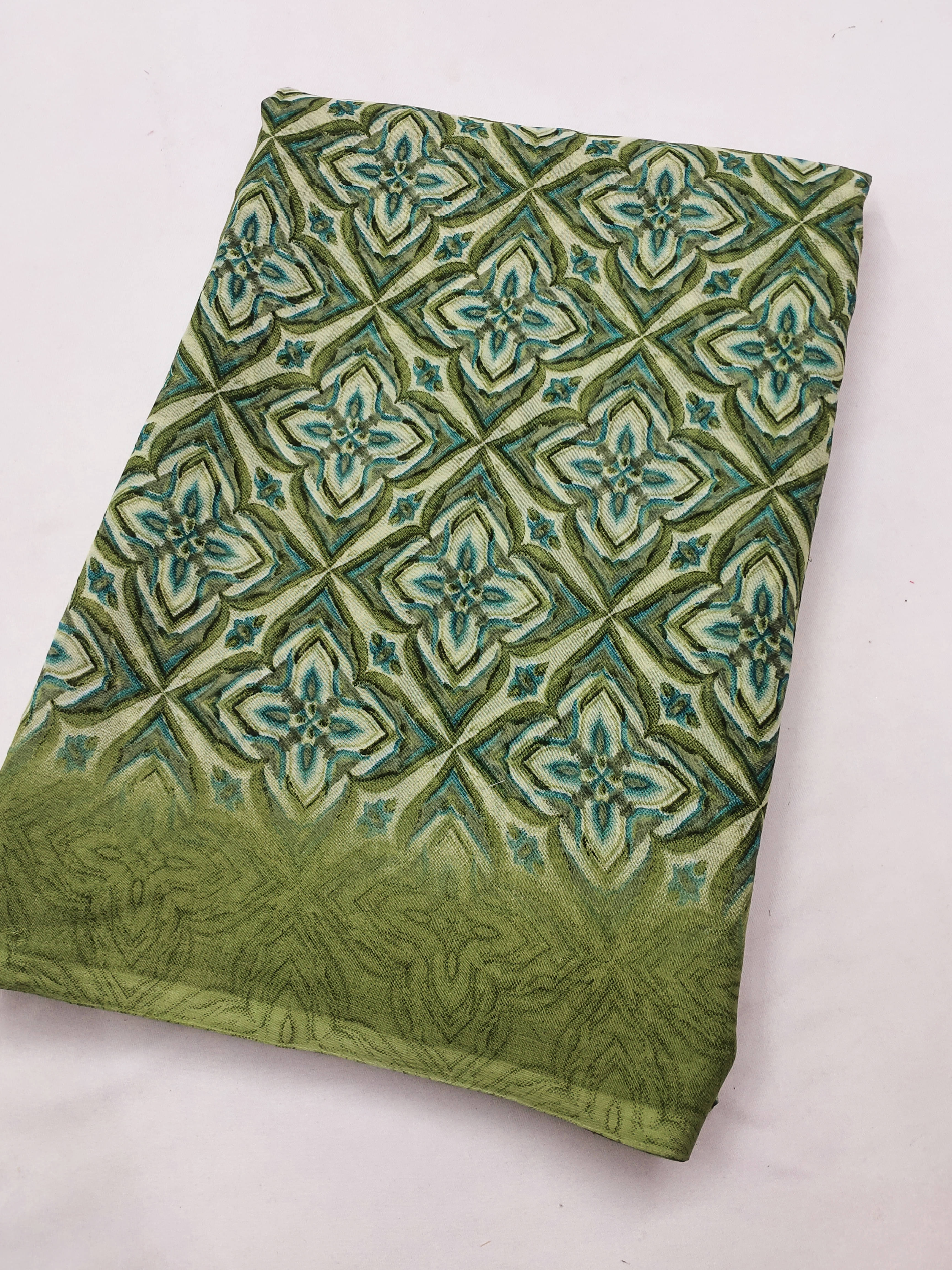     			ANAND SAREES Georgette Printed Chanderi saree With Unstitched Blouse Piece ( Green )