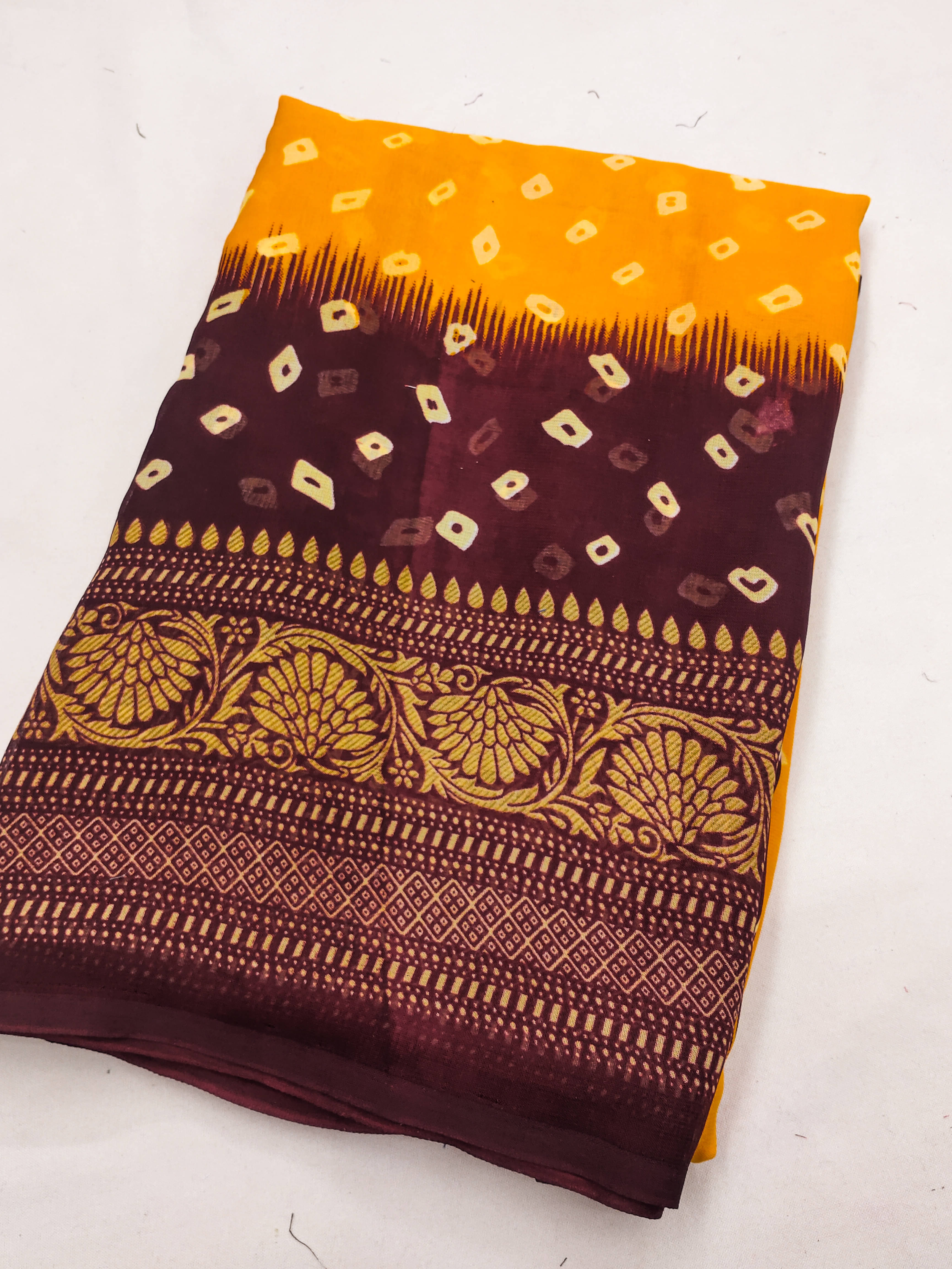     			ANAND SAREES Georgette Printed Chanderi saree With Unstitched Blouse Piece ( Yellow )