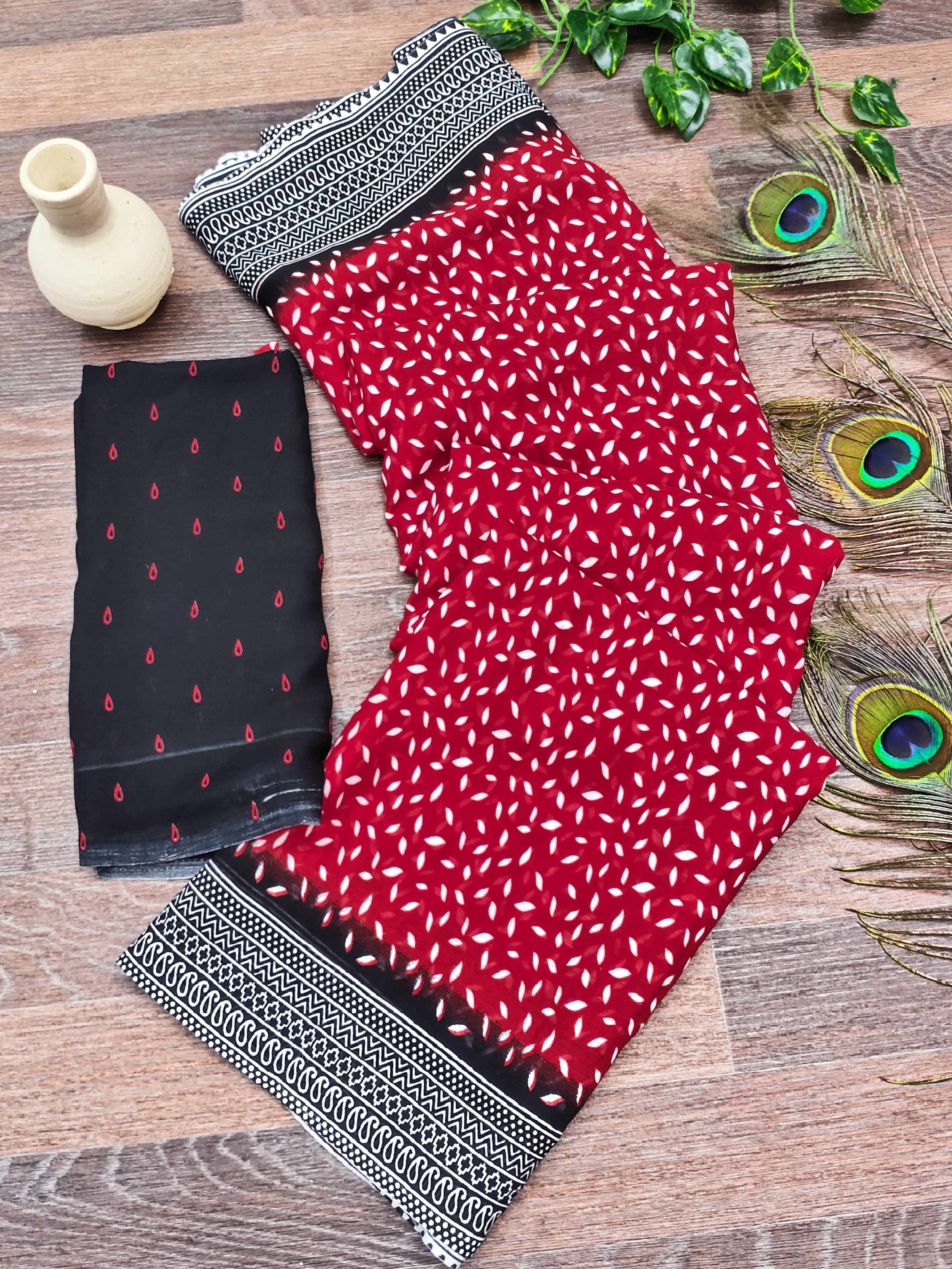 ANAND SAREES Georgette Printed Chanderi saree With Unstitched Blouse Piece ( Red ) ANAND SAREES Georgette Printed Chanderi saree With Unstitched Blouse Piece ( Red )
