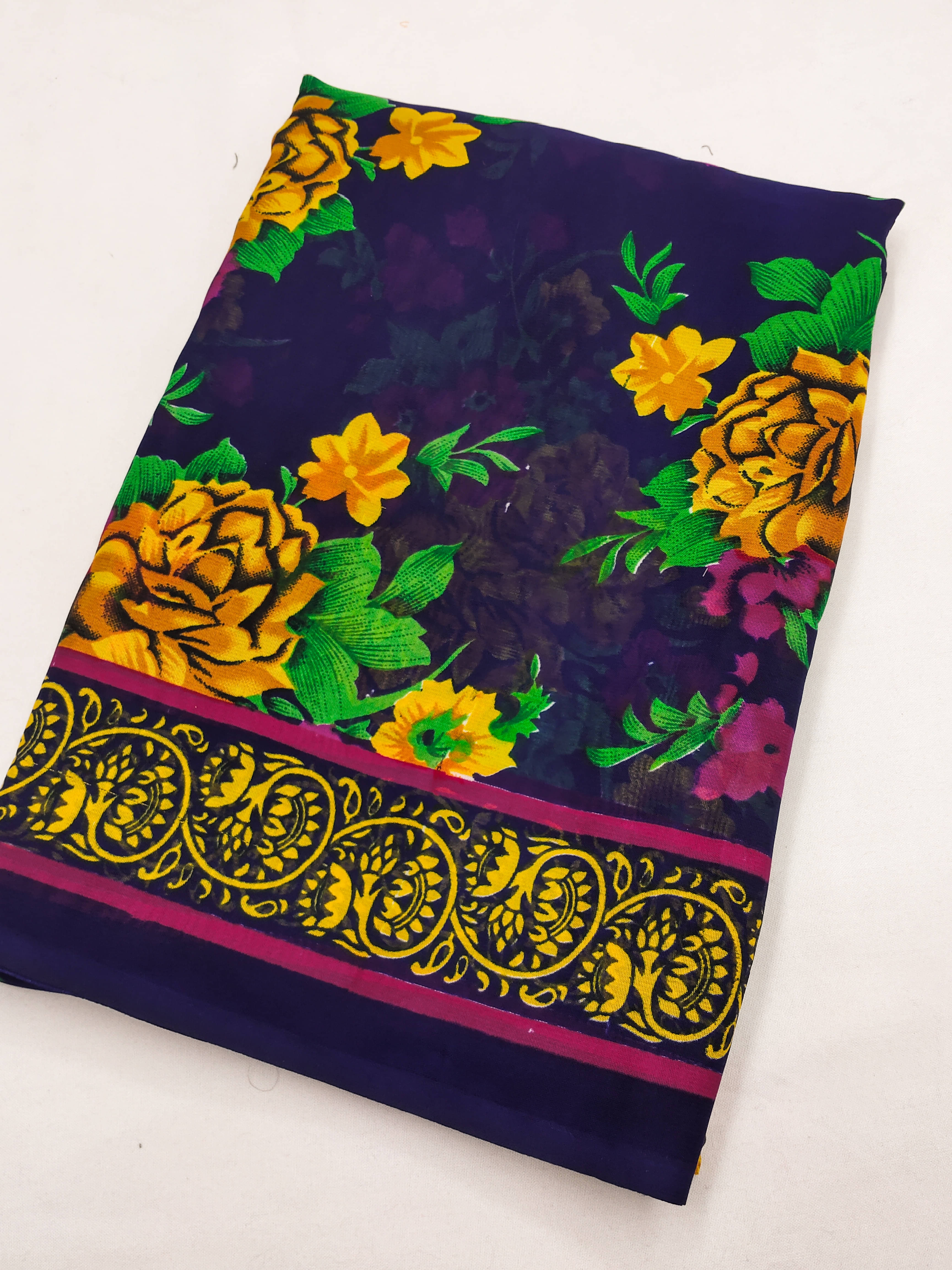 ANAND SAREES Georgette Printed Chanderi saree With Unstitched Blouse Piece ( Yellow ) ANAND SAREES Georgette Printed Chanderi saree With Unstitched Blouse Piece ( Yellow )