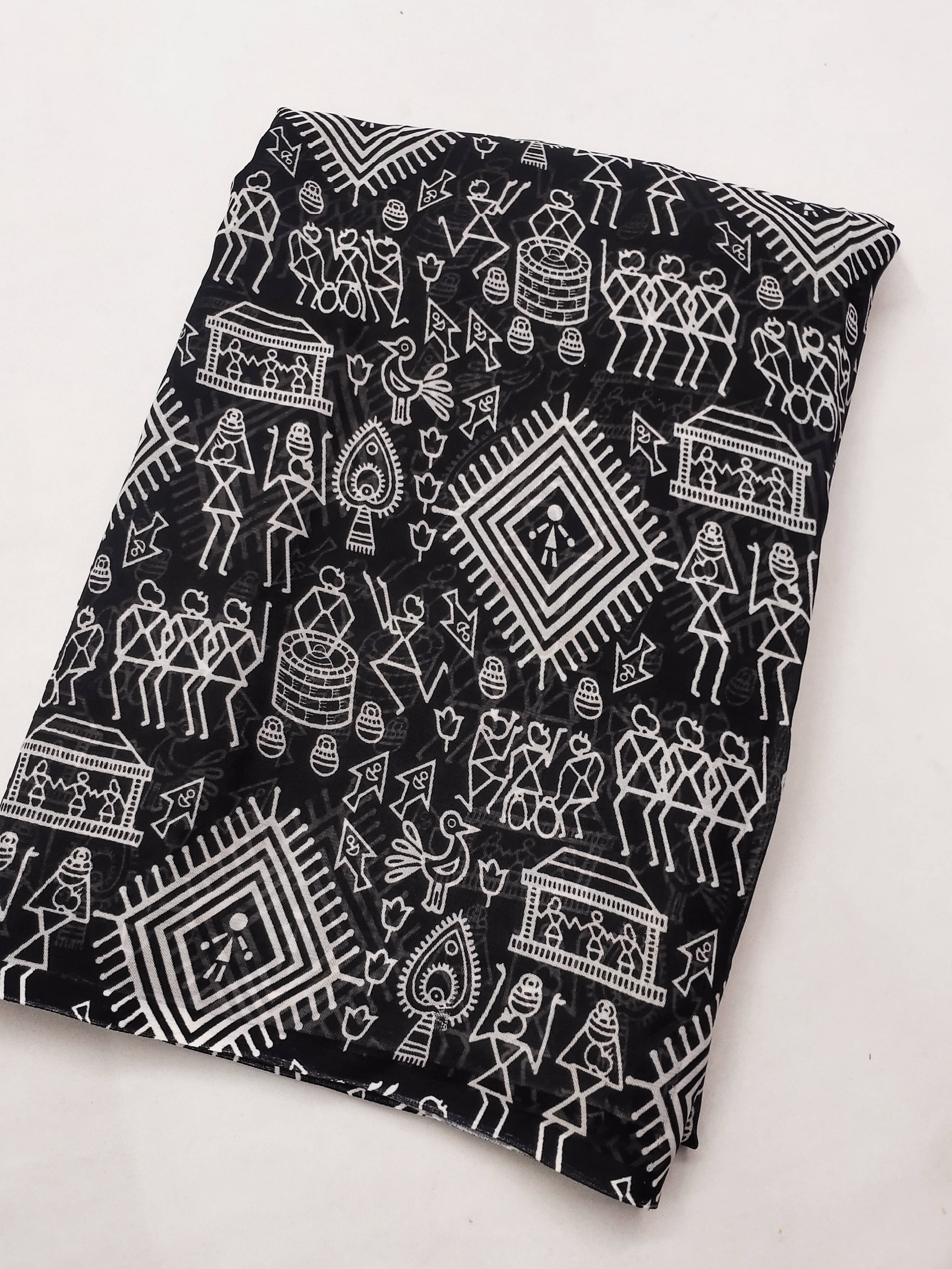 ANAND SAREES Georgette Printed Chanderi saree With Unstitched Blouse Piece ( Black ) ANAND SAREES Georgette Printed Chanderi saree With Unstitched Blouse Piece ( Black )