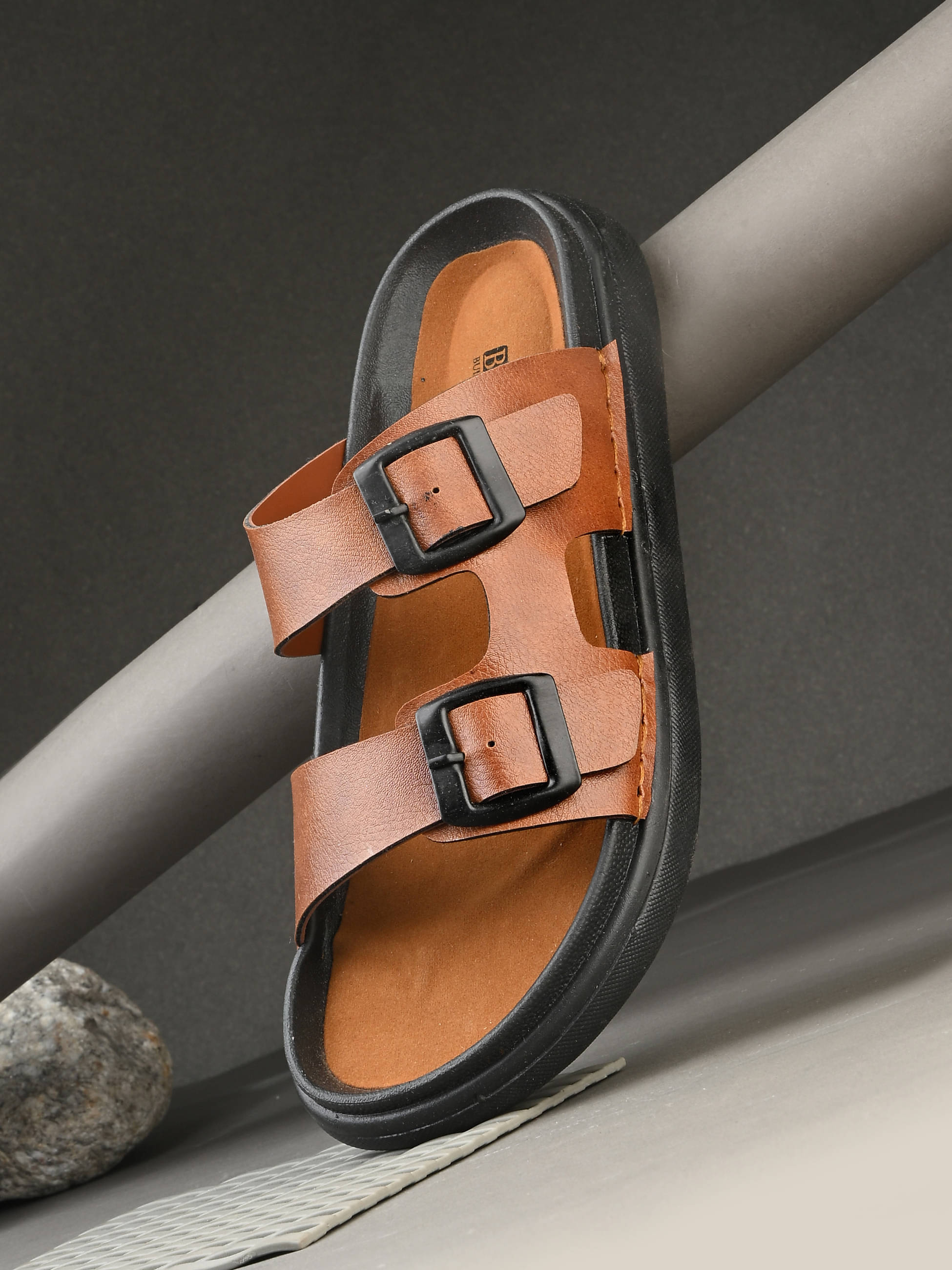     			BIZZARO Tan Men's Slide Flip Flop