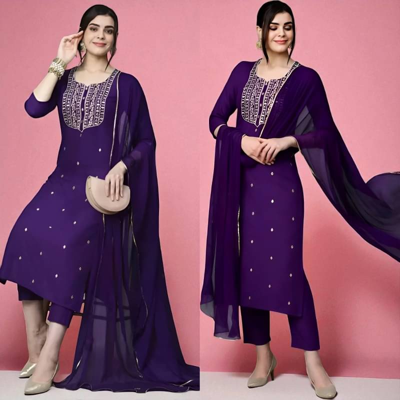BONISTA FASHION FOR ALL Women Rayon Embroidered A-line Kurti With Pants ( Purple ) BONISTA FASHION FOR ALL Women Rayon Embroidered A-line Kurti With Pants ( Purple )