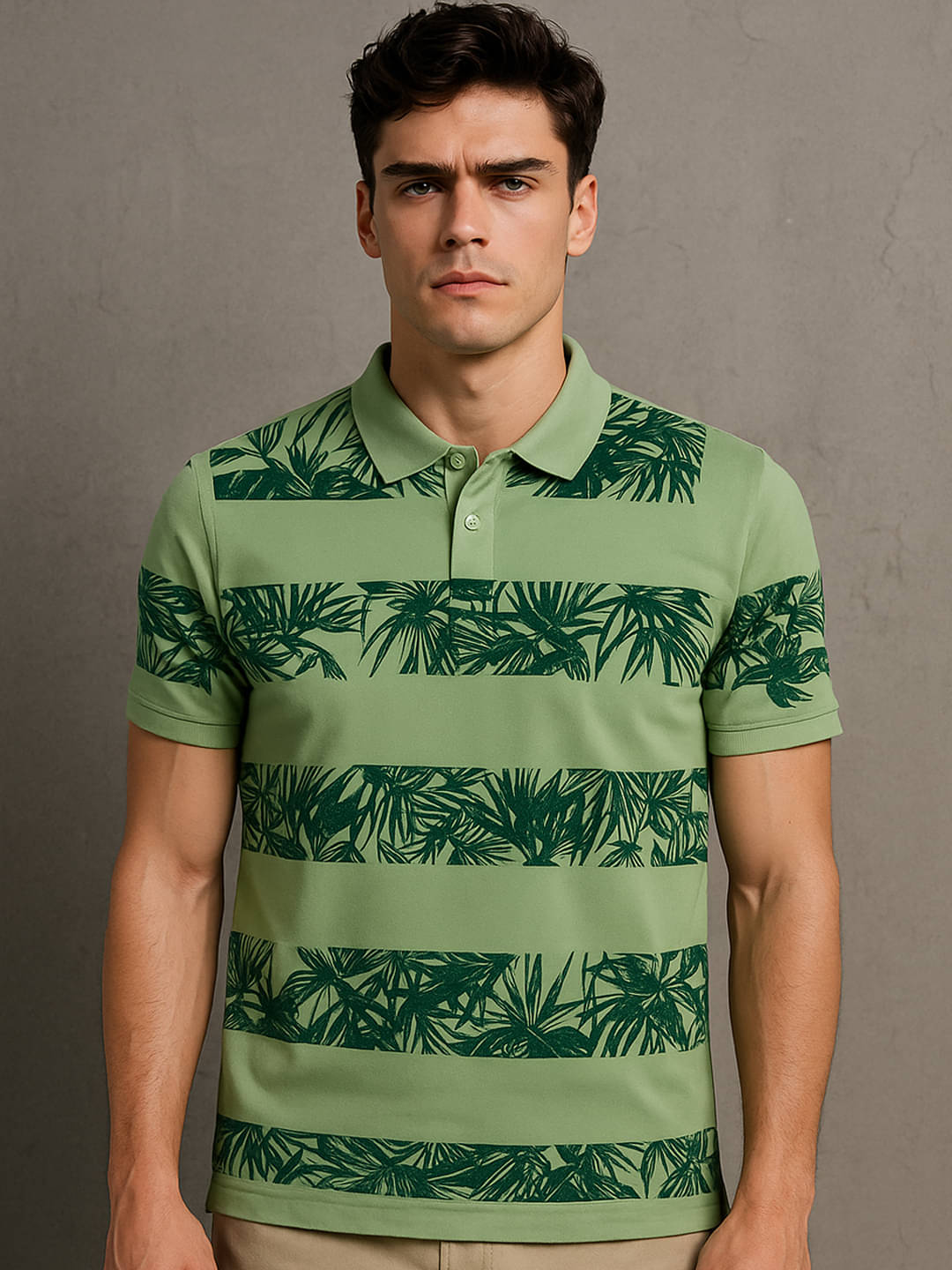 COCOSOUL Men Polyester Regular Fit Printed Polo T Shirt ( Sea Green )     			COCOSOUL Men Polyester Regular Fit Printed Polo T Shirt ( Sea Green )