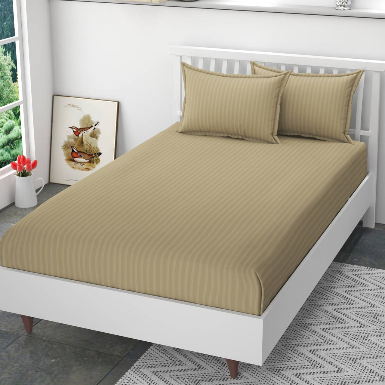 DOMES FAB Satin 1 Double Bedsheet with 2 Pillow Covers ( Beige ) DOMES FAB Satin 1 Double Bedsheet with 2 Pillow Covers ( Beige )
