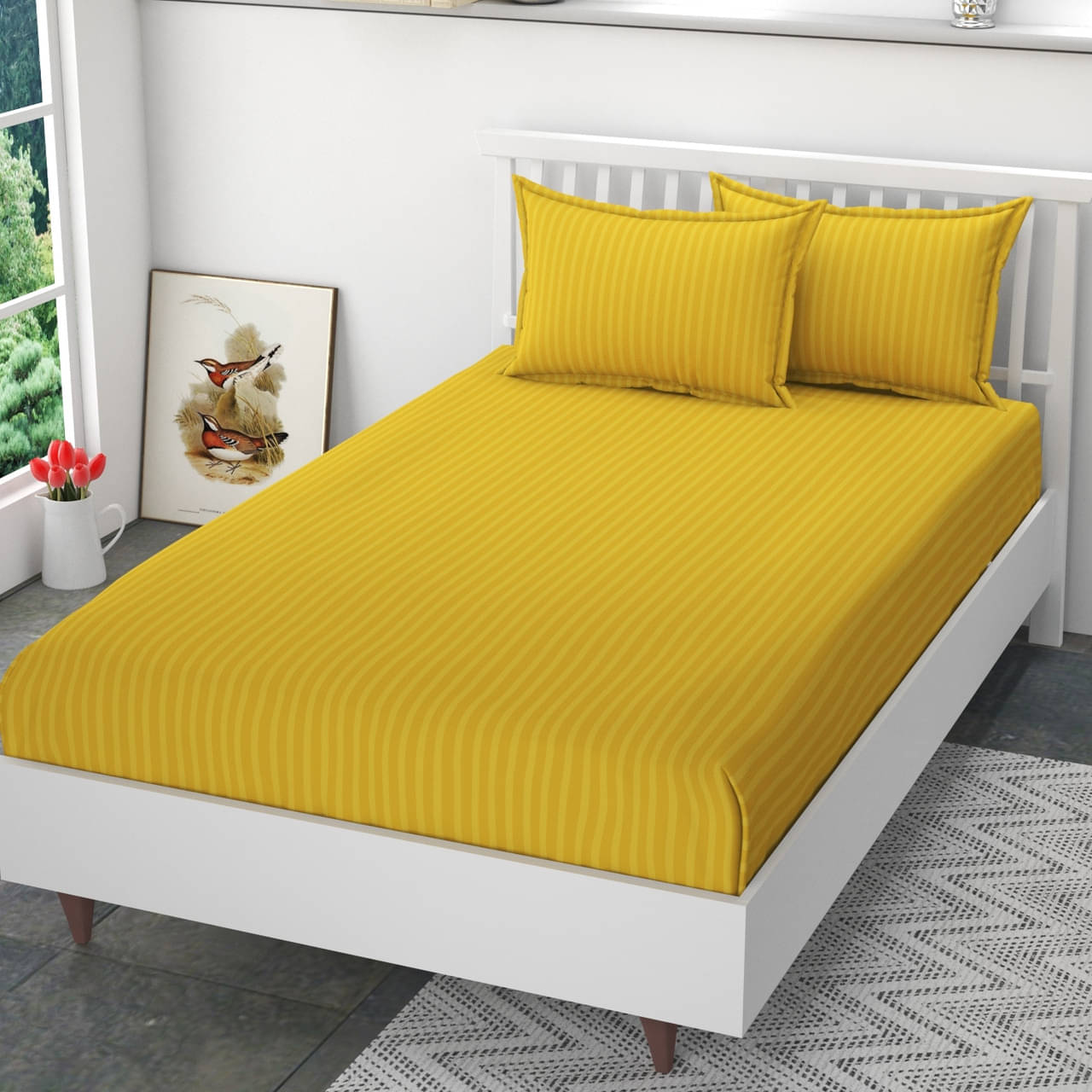 DOMES FAB Satin 1 Double Bedsheet with 2 Pillow Covers ( Yellow )     			DOMES FAB Satin 1 Double Bedsheet with 2 Pillow Covers ( Yellow )