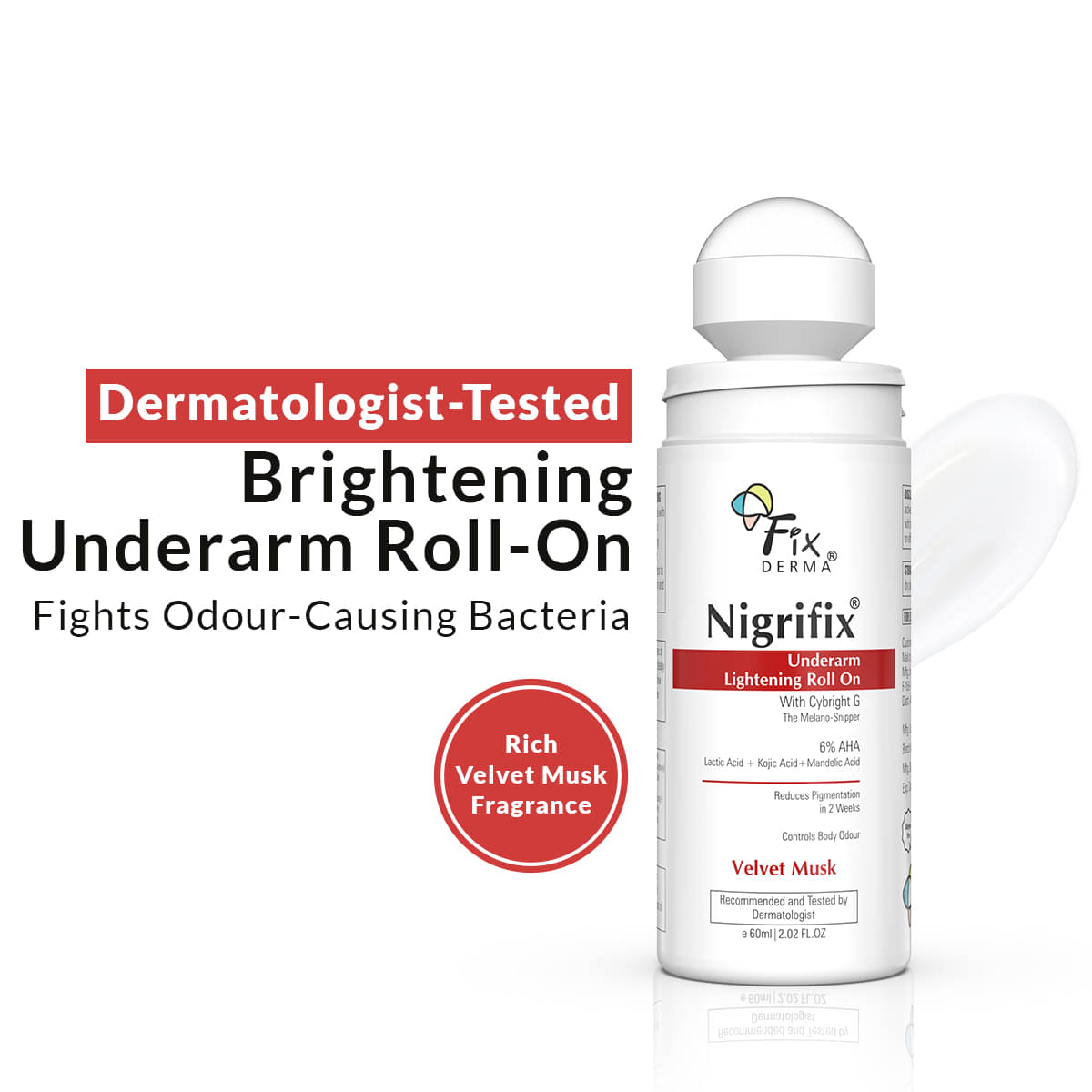     			Fixderma Nigrifix Underarm Velvet Musk Roll On Brightenss Underarm For Sensitive Skin 60ml