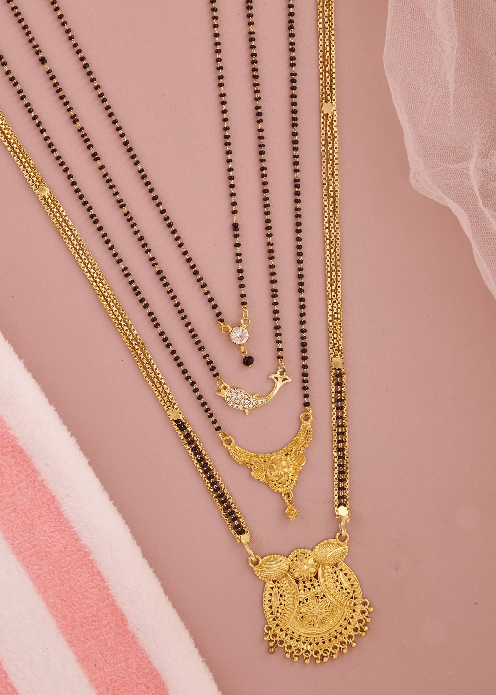     			KIEICE Golden Mangalsutra Set ( Pack of 4 )