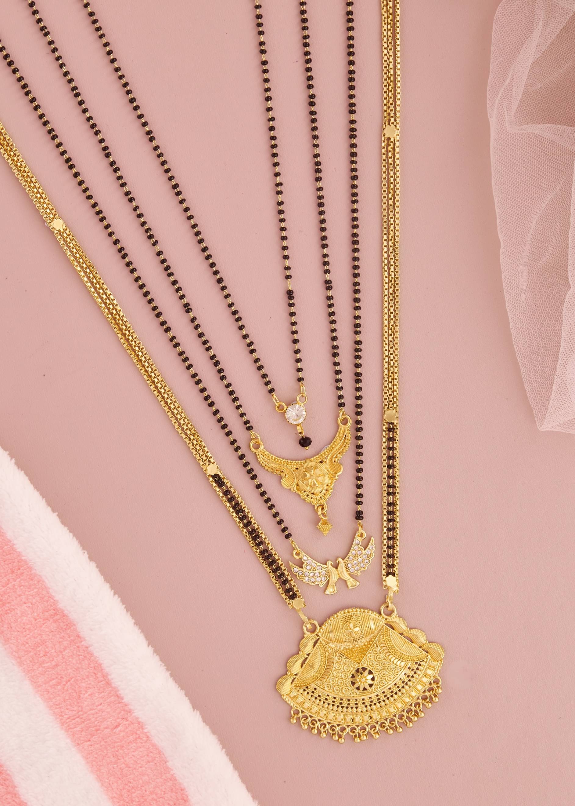     			KIEICE Golden Mangalsutra Set ( Pack of 4 )