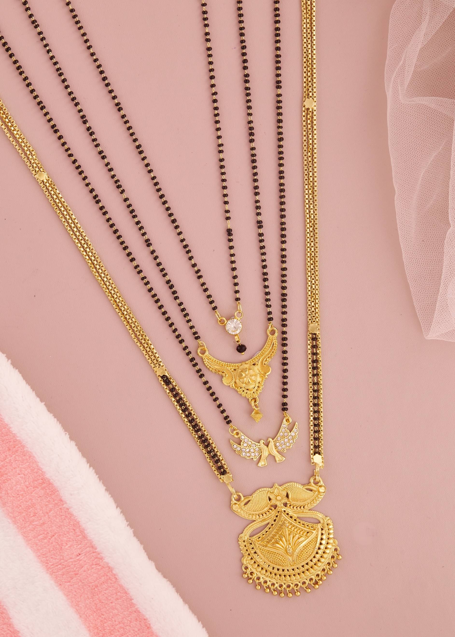     			KIEICE Golden Mangalsutra Set ( Pack of 4 )