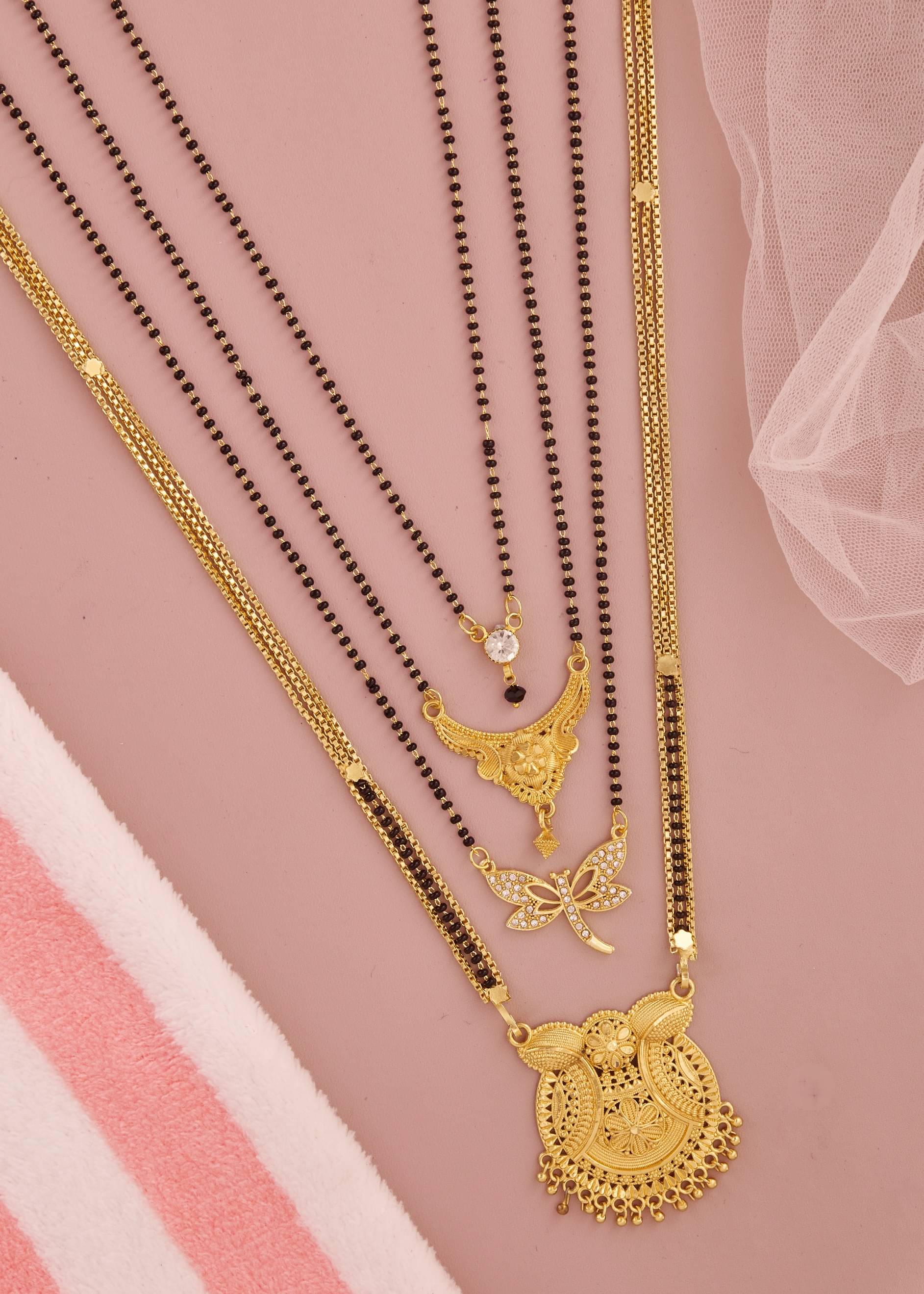 KIEICE Golden Mangalsutra Set ( Pack of 4 )     			KIEICE Golden Mangalsutra Set ( Pack of 4 )