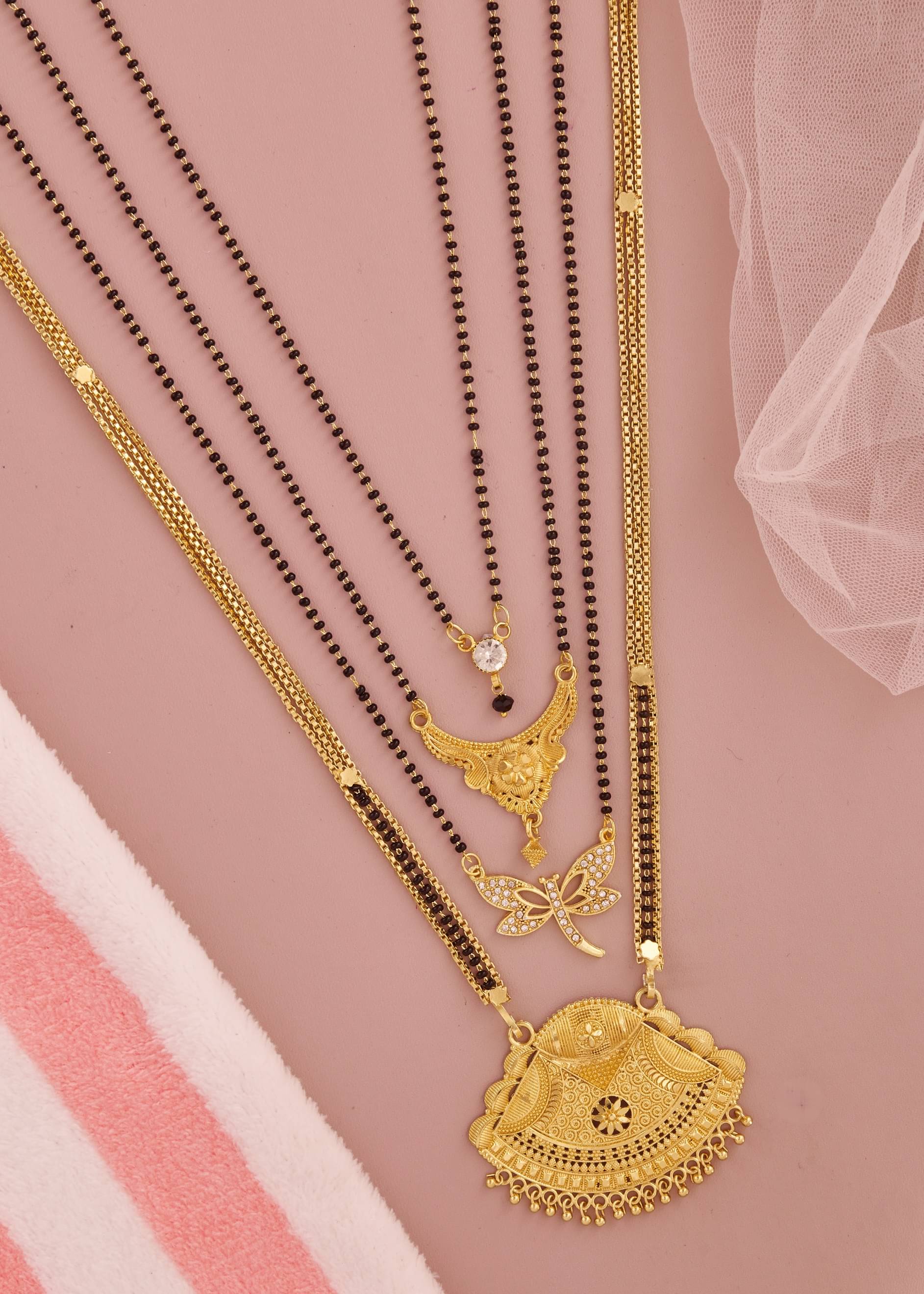     			KIEICE Golden Mangalsutra Set ( Pack of 4 )