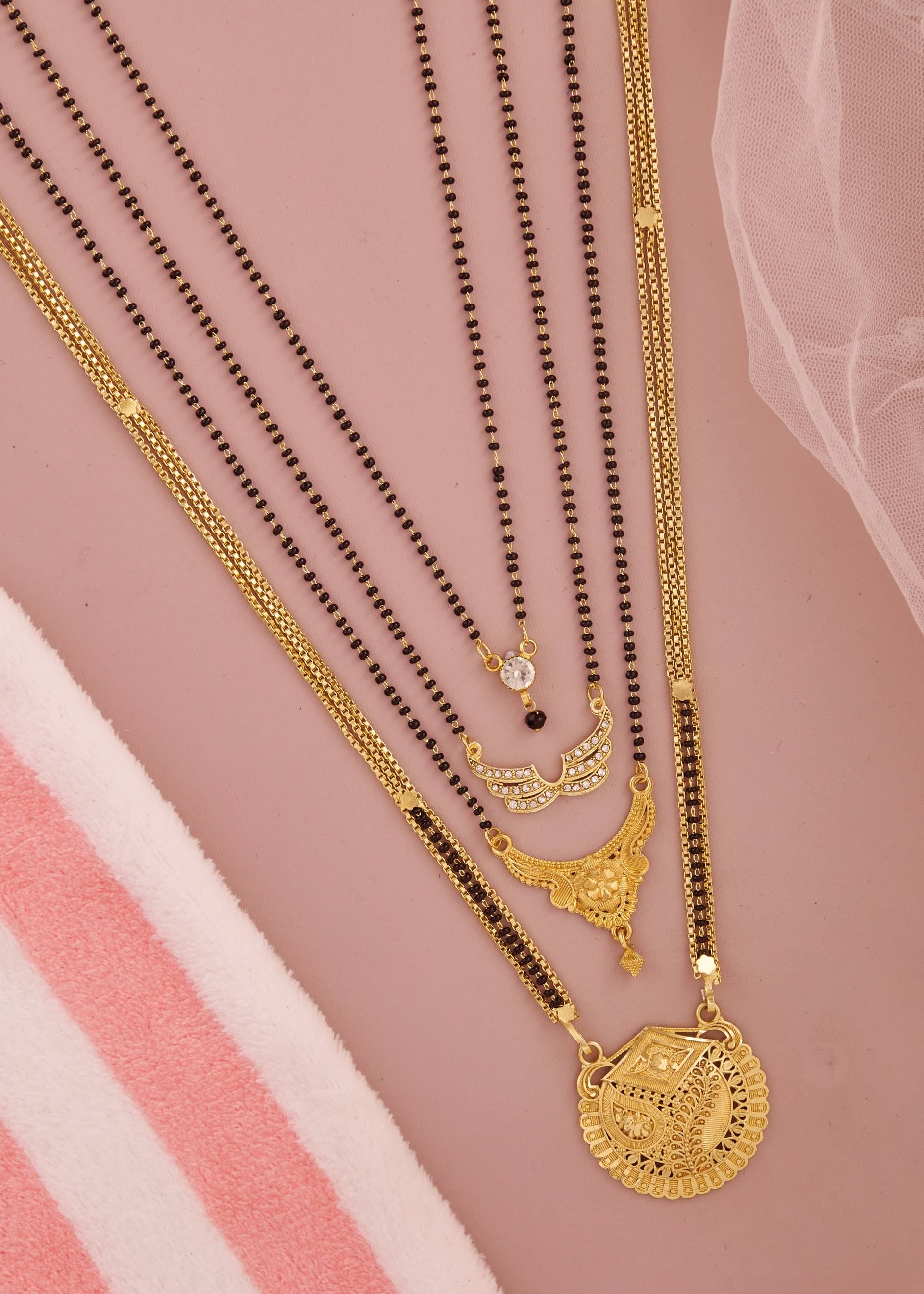     			KIEICE Golden Mangalsutra Set ( Pack of 4 )
