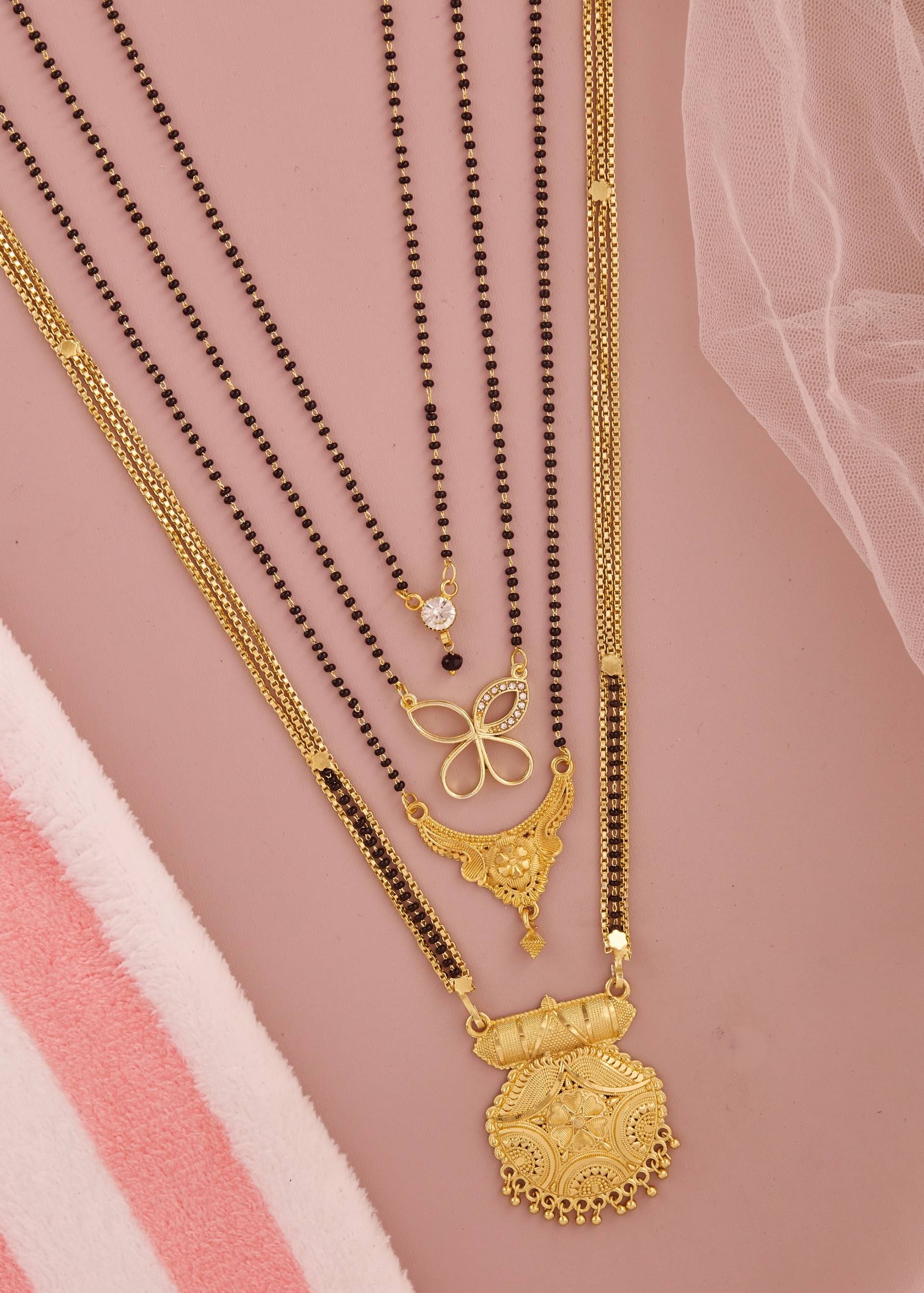     			KIEICE Golden Mangalsutra Set ( Pack of 4 )