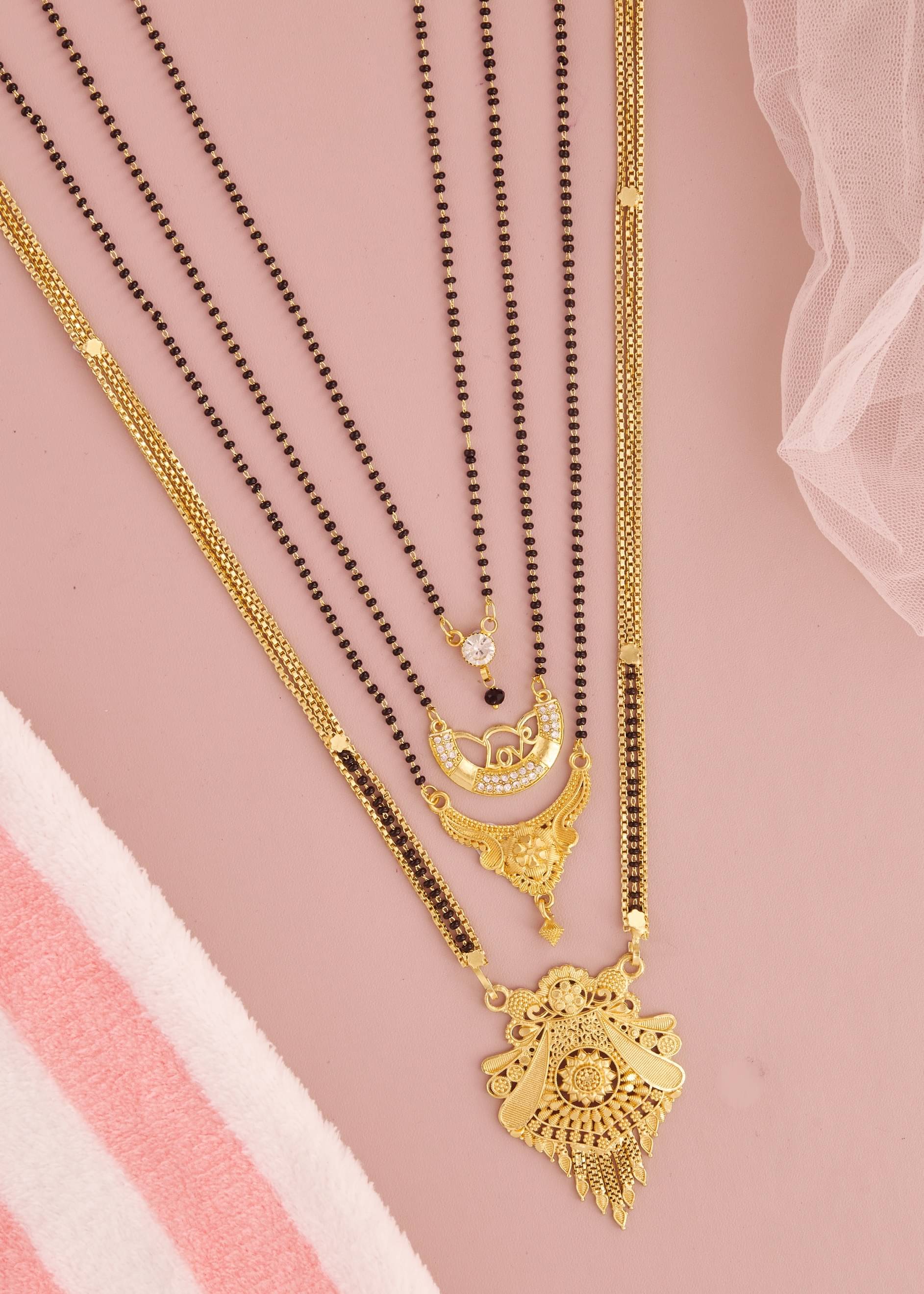     			KIEICE Golden Mangalsutra Set ( Pack of 4 )