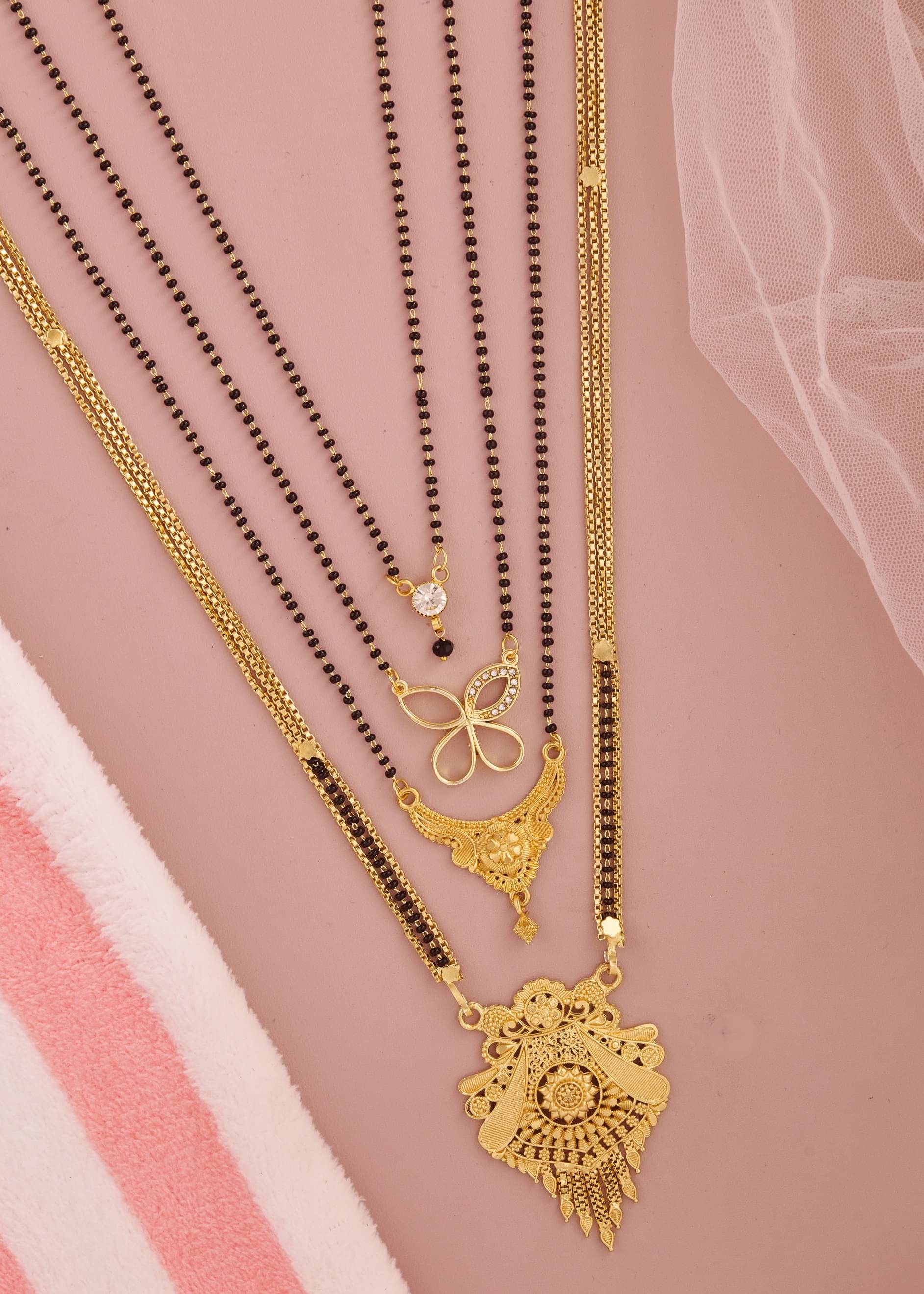 KIEICE Golden Mangalsutra Set ( Pack of 4 )     			KIEICE Golden Mangalsutra Set ( Pack of 4 )
