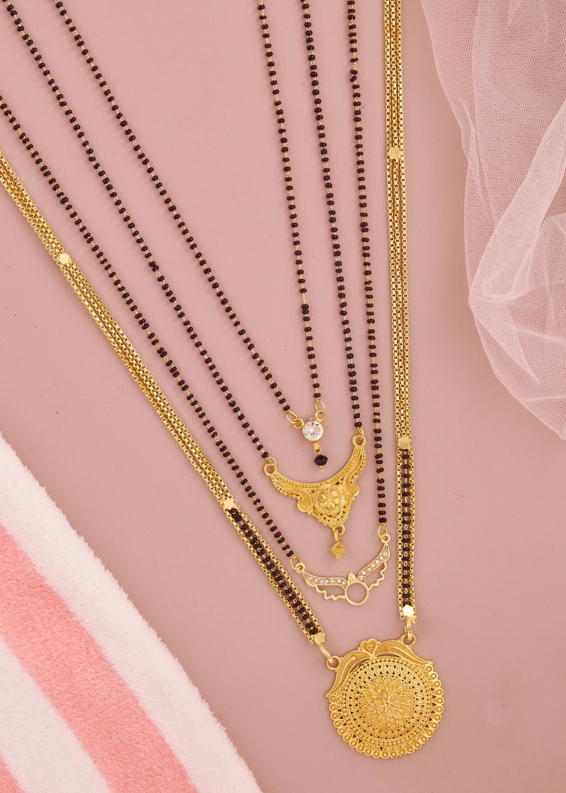     			KIEICE Golden Mangalsutra Set ( Pack of 4 )