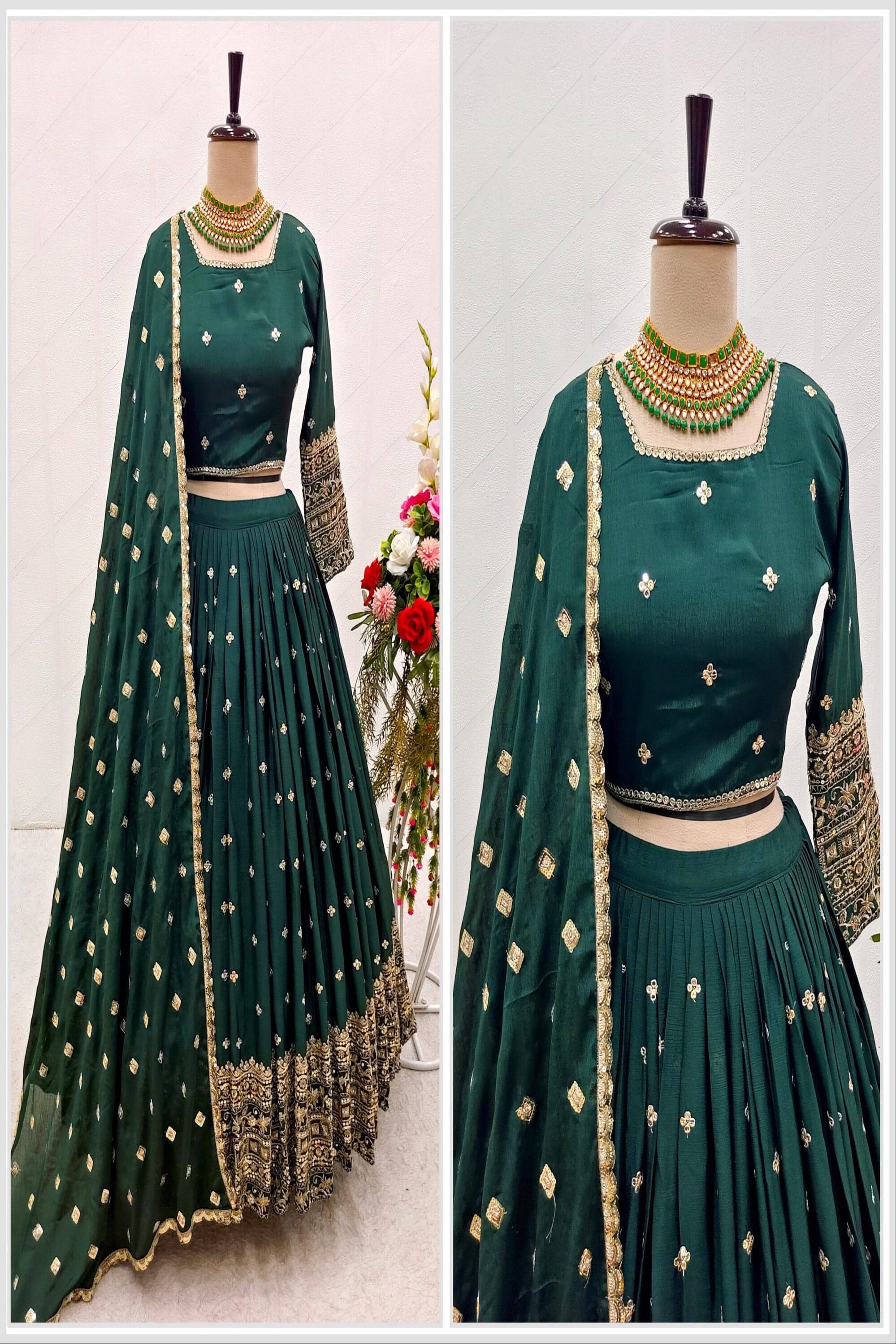 Keyura Green Georgette Unstitched Unstitched Lehenga Single Keyura Green Georgette Unstitched Unstitched Lehenga Single