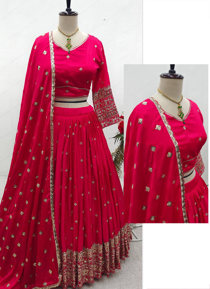     			Keyura Pink Georgette Unstitched Unstitched Lehenga Single