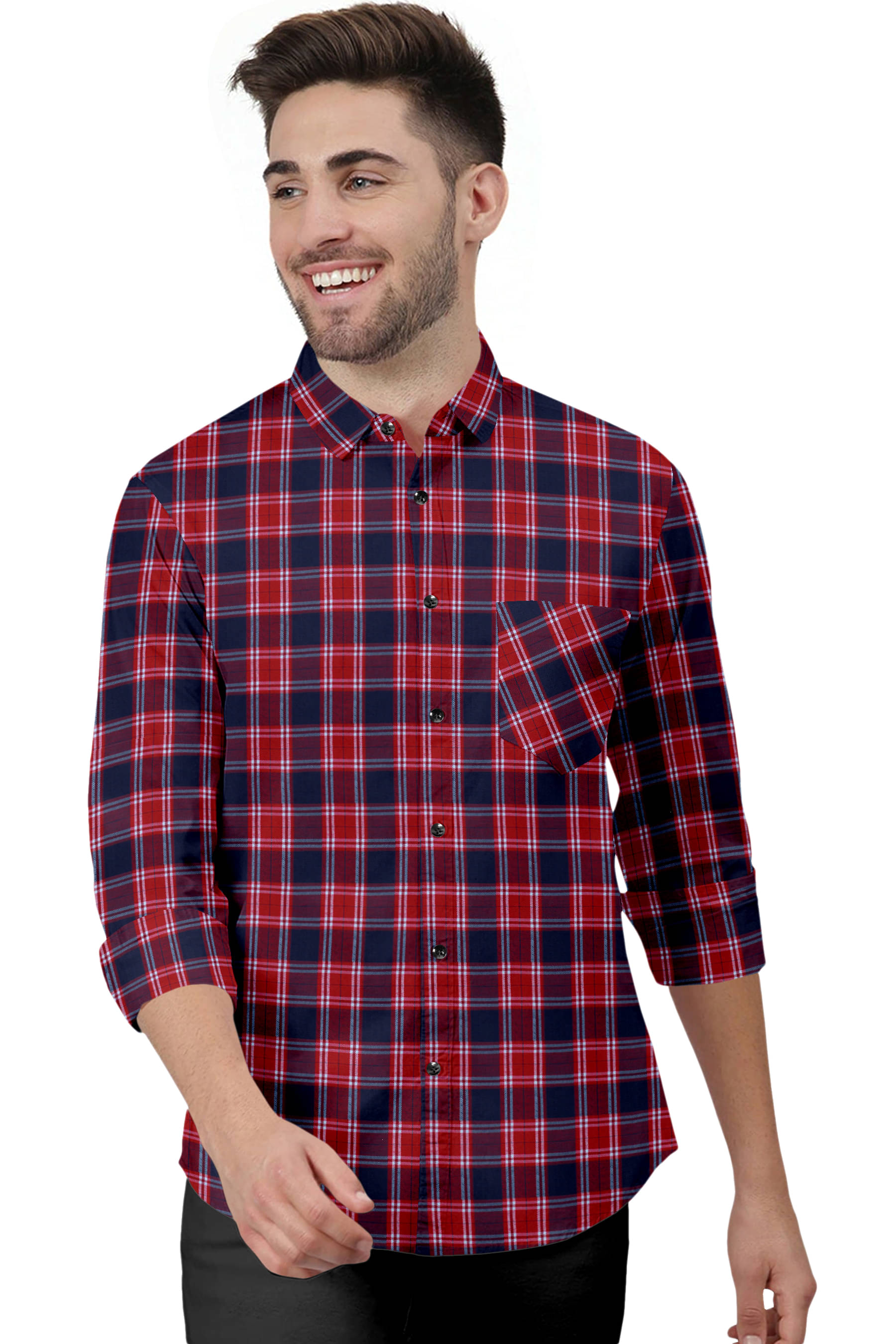     			MBF66 Cotton Blend Slim Fit Checks Full Sleeves Men's Casual Shirt - Red ( Pack of 1 )