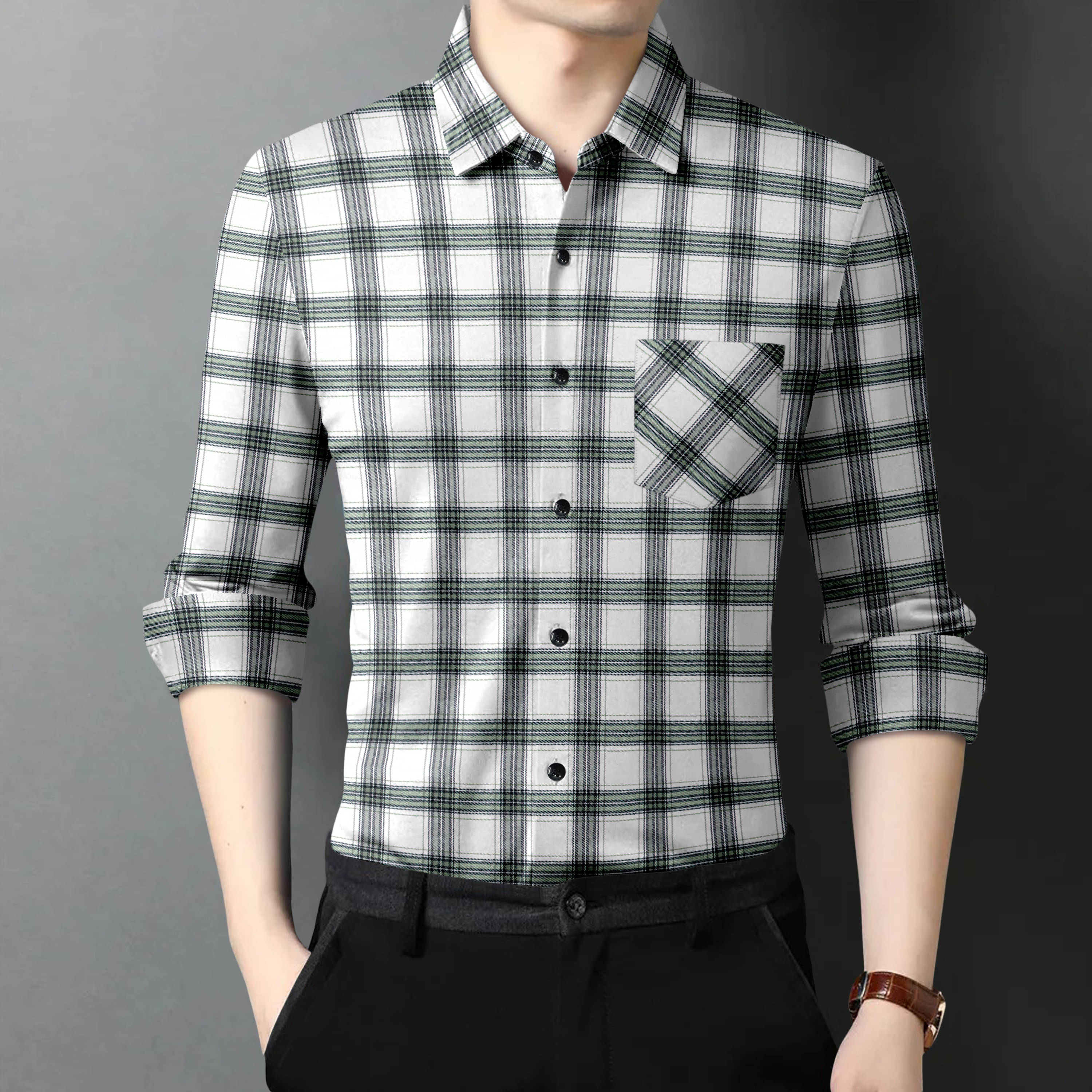     			MBF66 Cotton Blend Slim Fit Checks Full Sleeves Men's Casual Shirt - White ( Pack of 1 )