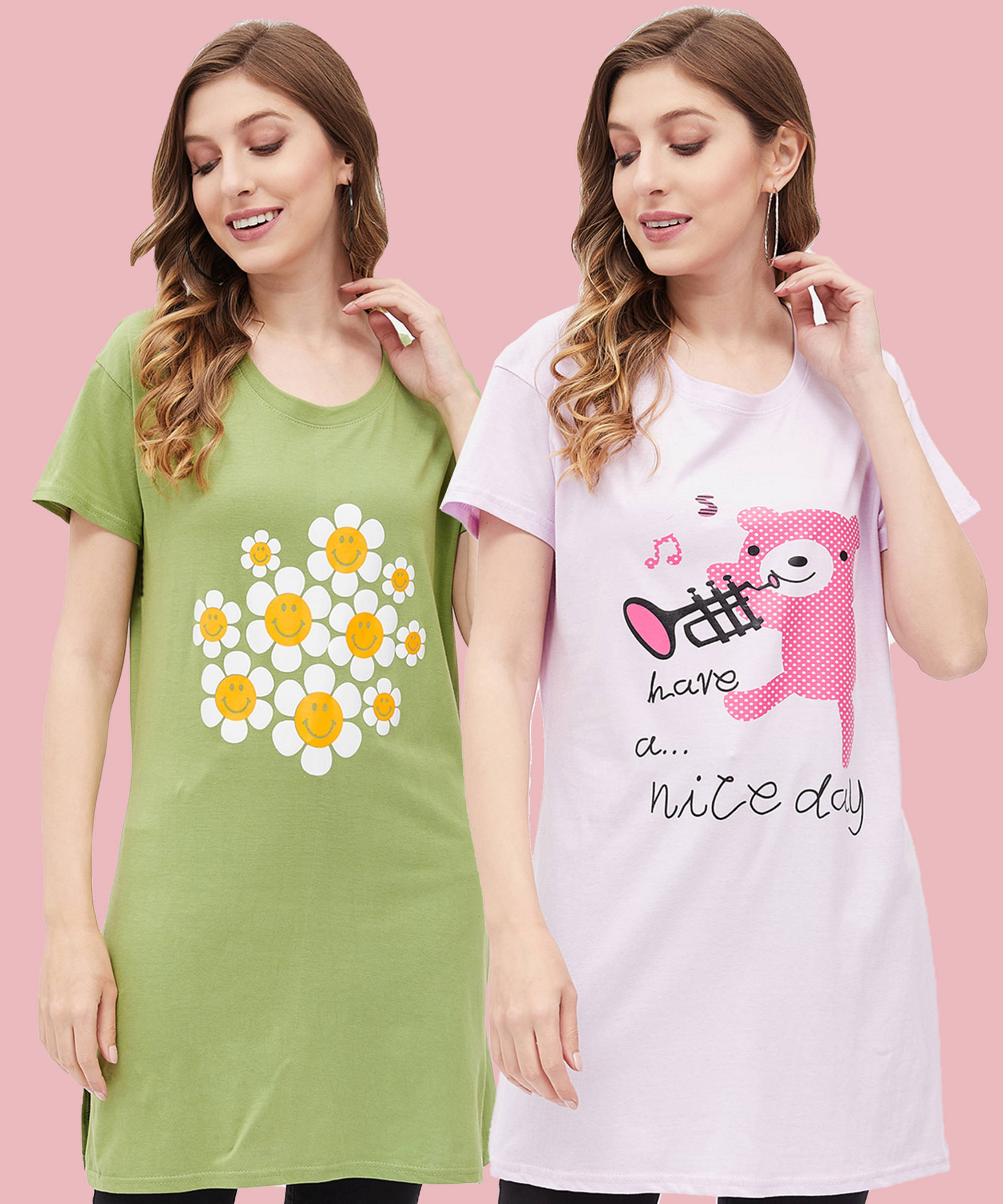 MODYOUNG Women Cotton Printed Regular Fit Round Neck T-Shirt ( Multicolor ) MODYOUNG Women Cotton Printed Regular Fit Round Neck T-Shirt ( Multicolor )