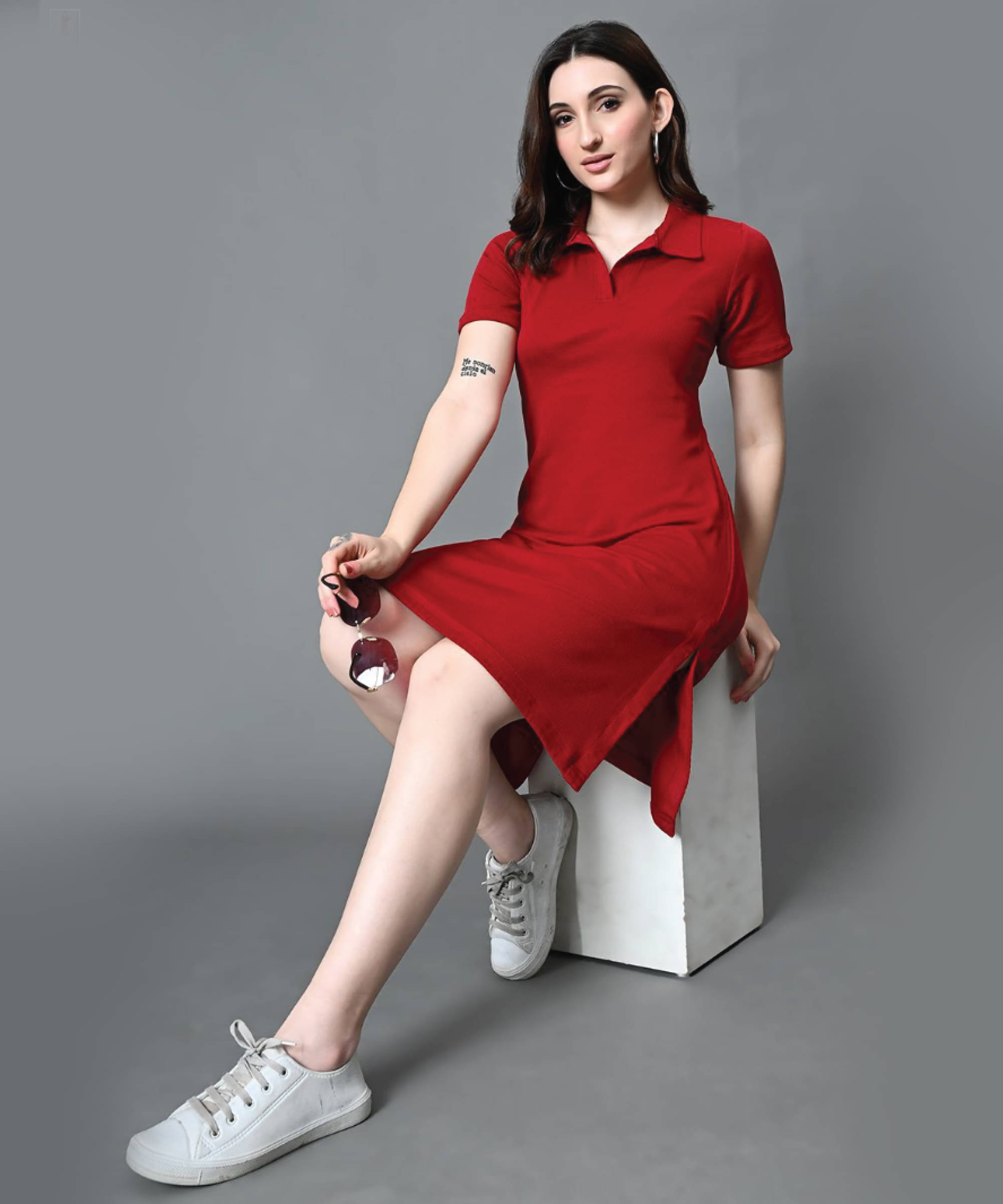 MODYOUNG Women Polyester Solid Regular Fit Polo Collar T-Shirt ( Red ) MODYOUNG Women Polyester Solid Regular Fit Polo Collar T-Shirt ( Red )