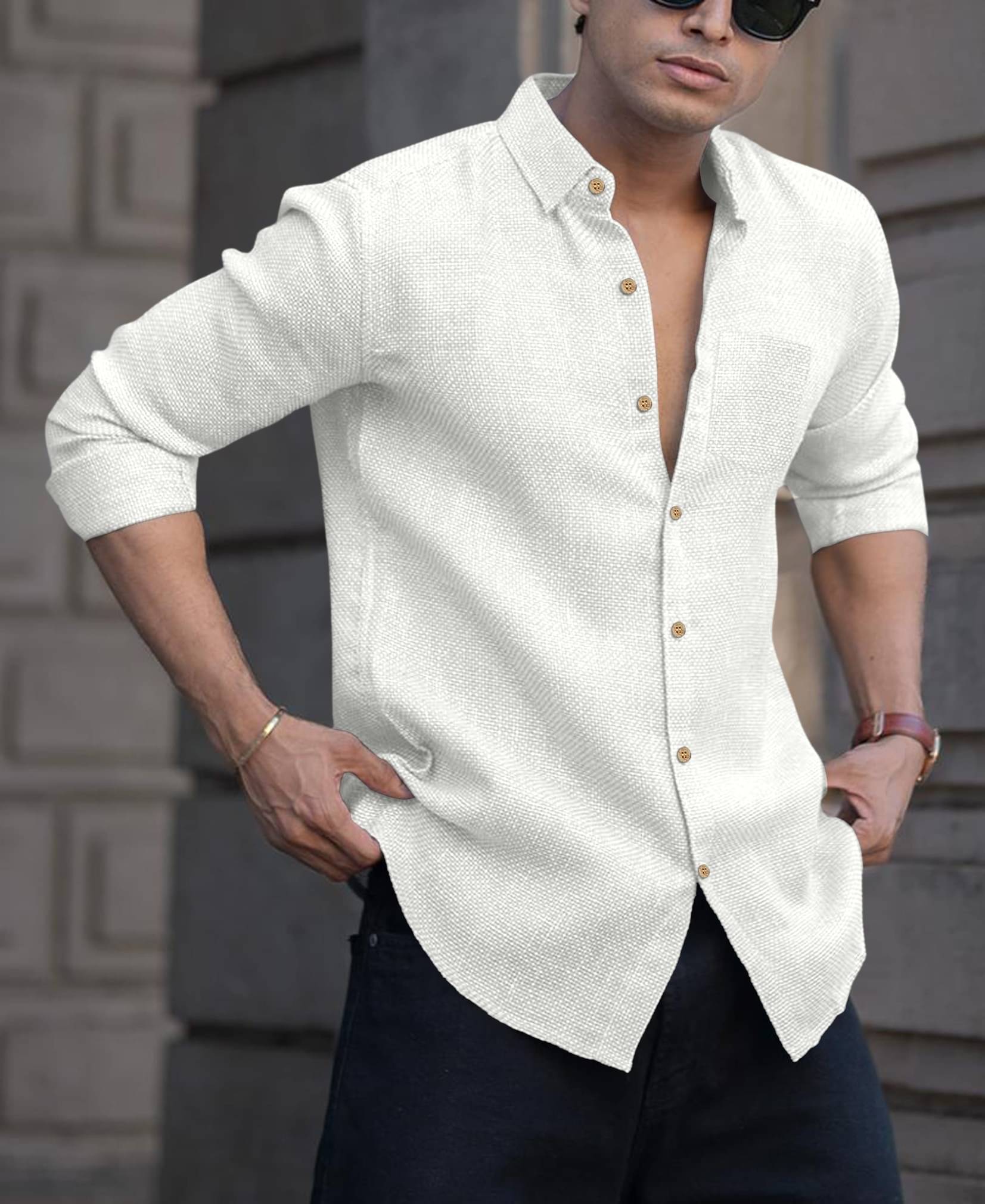 Mameru Linen Regular Fit Solids Full Sleeves Men's Casual Shirt - White ( Pack of 1 ) Mameru Linen Regular Fit Solids Full Sleeves Men's Casual Shirt - White ( Pack of 1 )