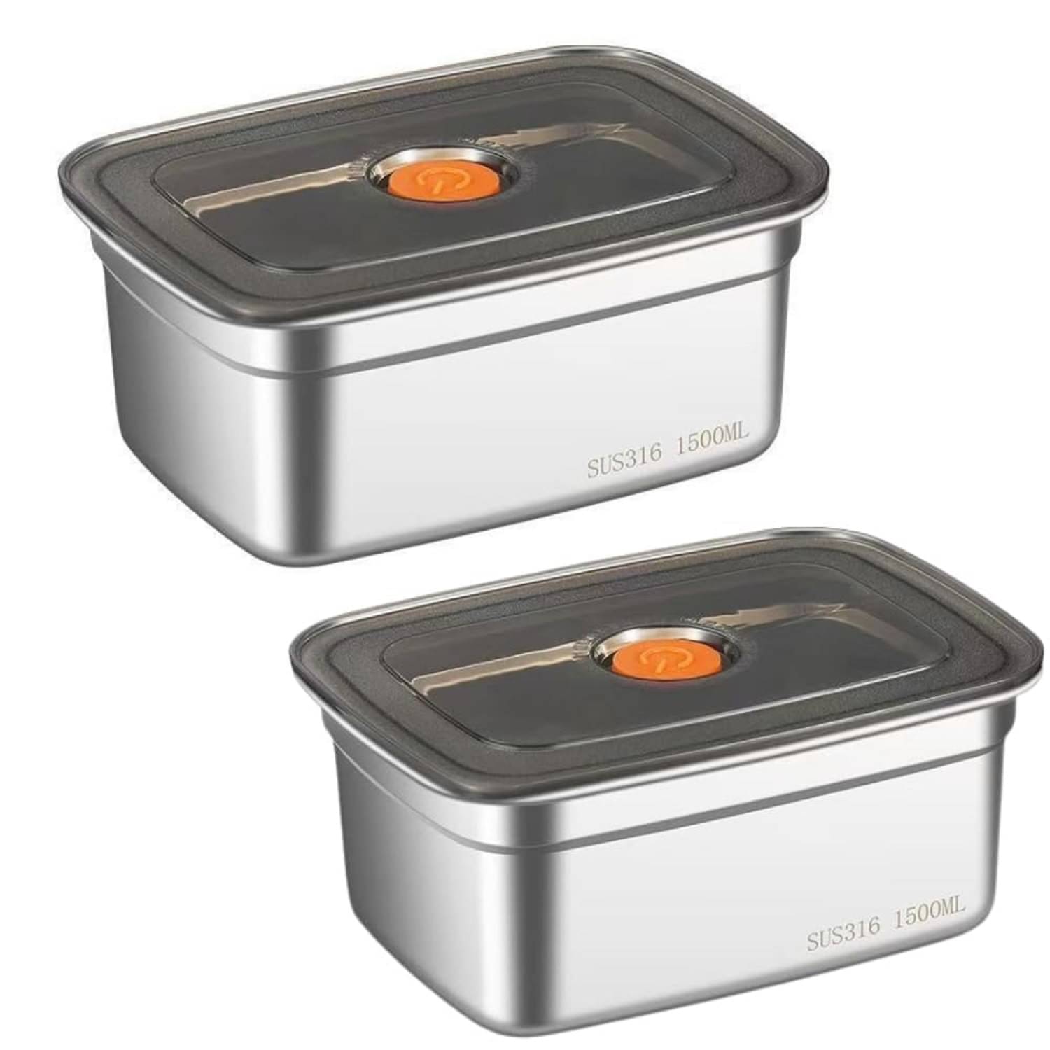RAVISTRA Fridge Storage Box Steel Silver Food Container ( Set of 2 ) RAVISTRA Fridge Storage Box Steel Silver Food Container ( Set of 2 )