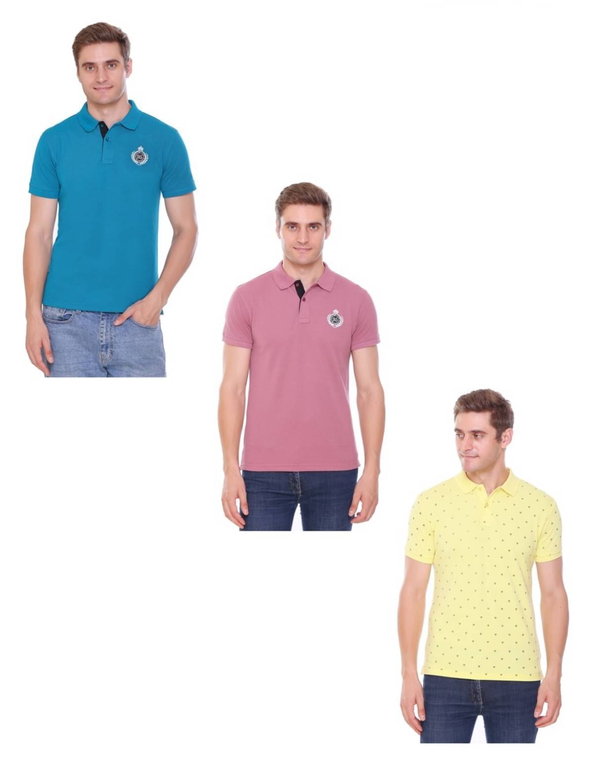 RF RAVES Men Cotton Blend Regular Fit Solid Polo T Shirt ( Multicolor1 )     			RF RAVES Men Cotton Blend Regular Fit Solid Polo T Shirt ( Multicolor1 )