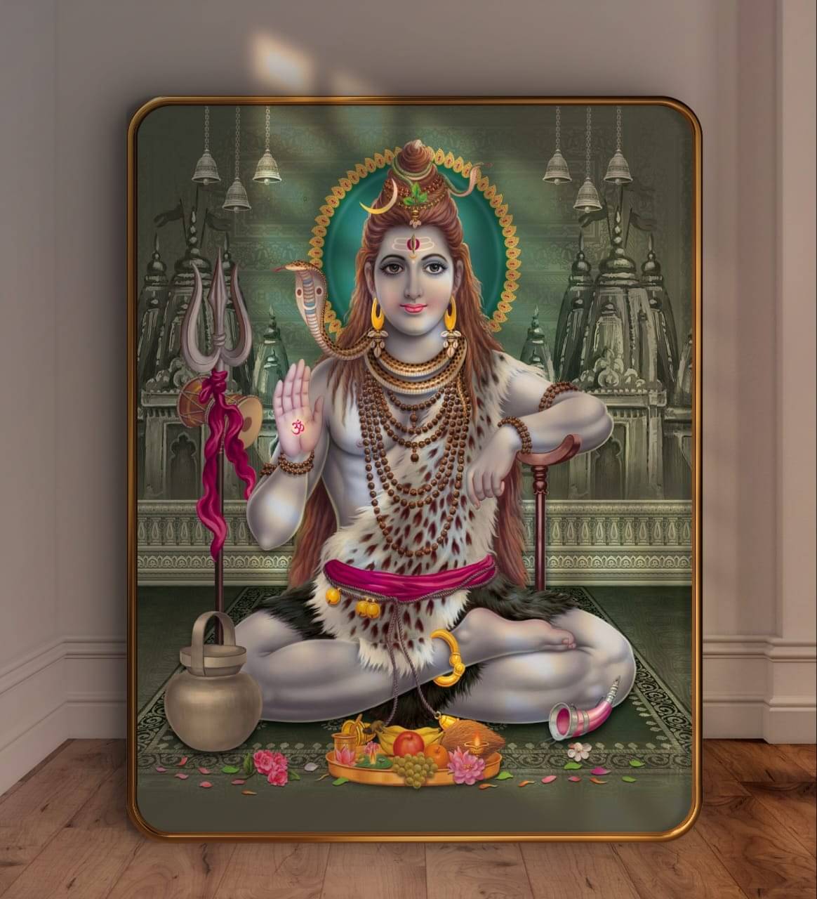 SAF Golden Frame Sparkle Laminated Lord Shiva Wall Painting | Maha Shiv Image for Home Temple Office Decor | MDF Spiritual Painting with Gloss Finish | Ready to Hang SAF Golden Frame Sparkle Laminated Lord Shiva Wall Painting | Maha Shiv Image for Home Temple Office Decor | MDF Spiritual Painting with Gloss Finish | Ready to Hang