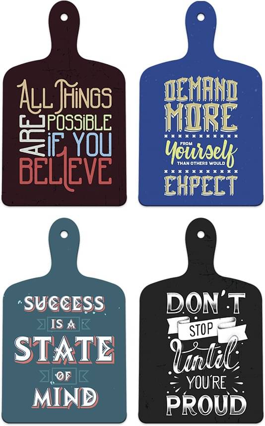     			SAF Set of 4 MDF Motivational Quote Wall Hanging Boards | Paddle-Shaped Decorative Signs for Home, Office, Gym | Printed Inspirational Message Art for Success, Focus, and Positive Thinking